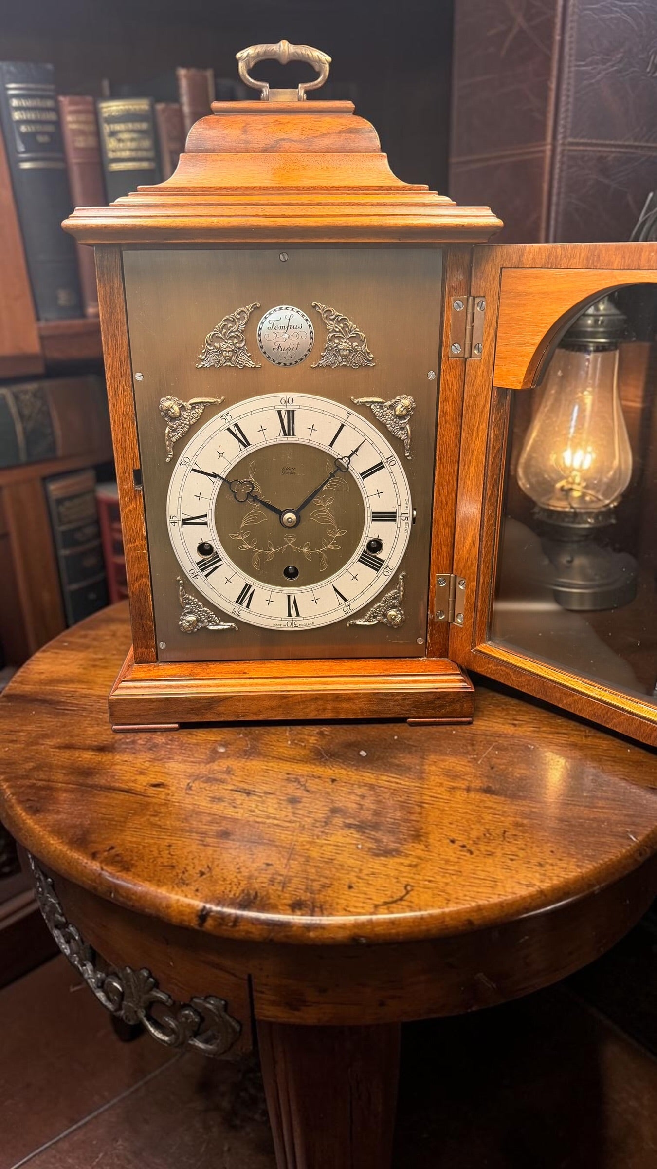 Elliott London Westminster Chime Mantel Clock – Burl Walnut Cabinet,  Mechanical Pendulum Movement