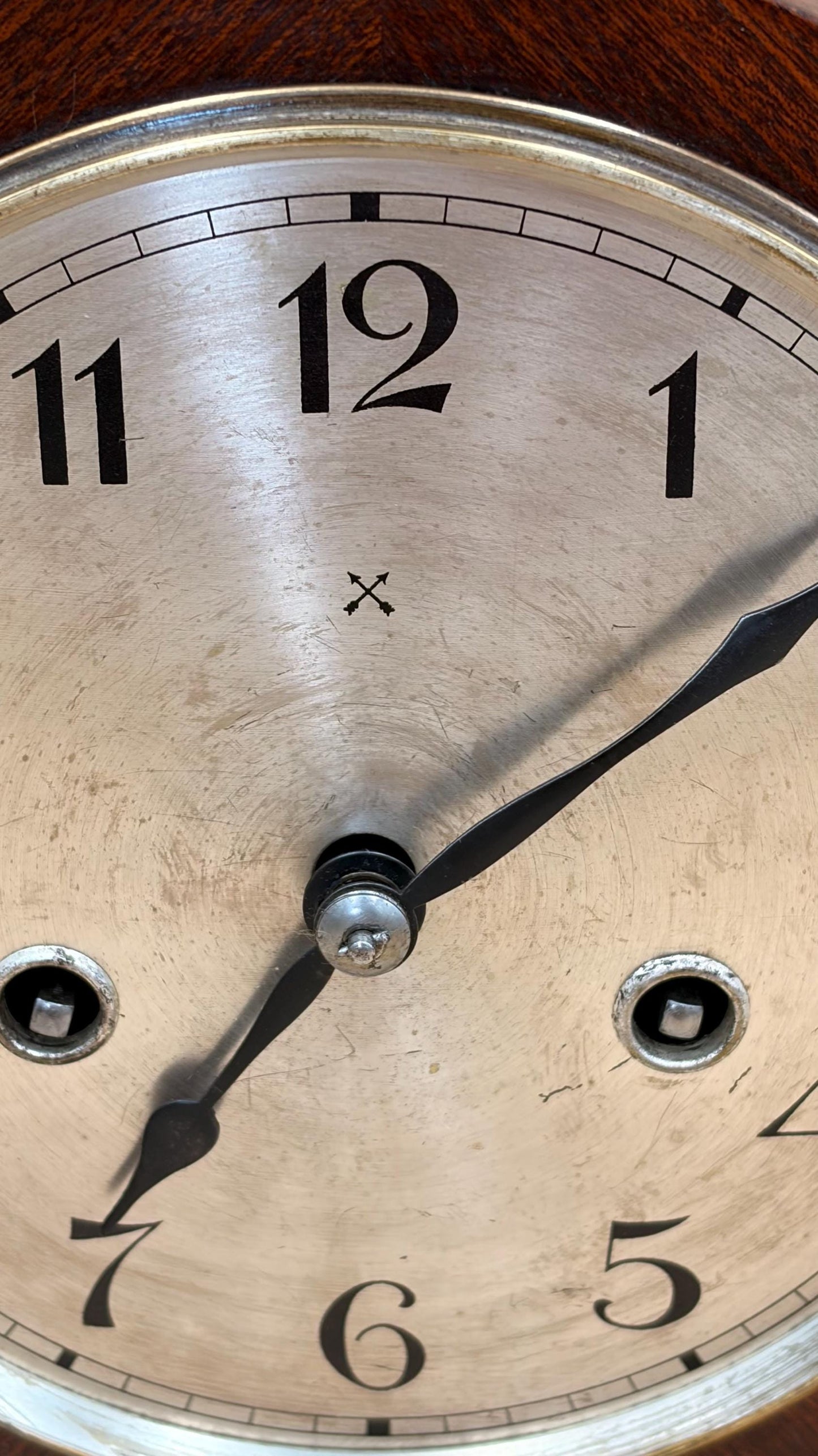 Antique German H.A.C. Mantel Clock c.1920s–30s – Walnut Tambour – Untouched & Working