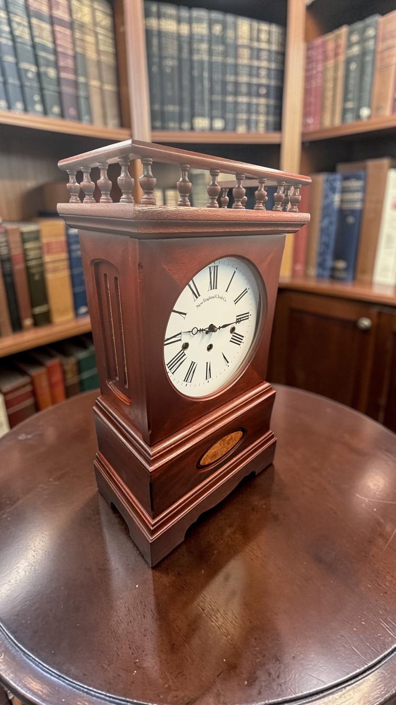 New England Clock Co Triple Chime Bracket Clock – German Hermle 1050 Mechanical Movement – Shelf Clock