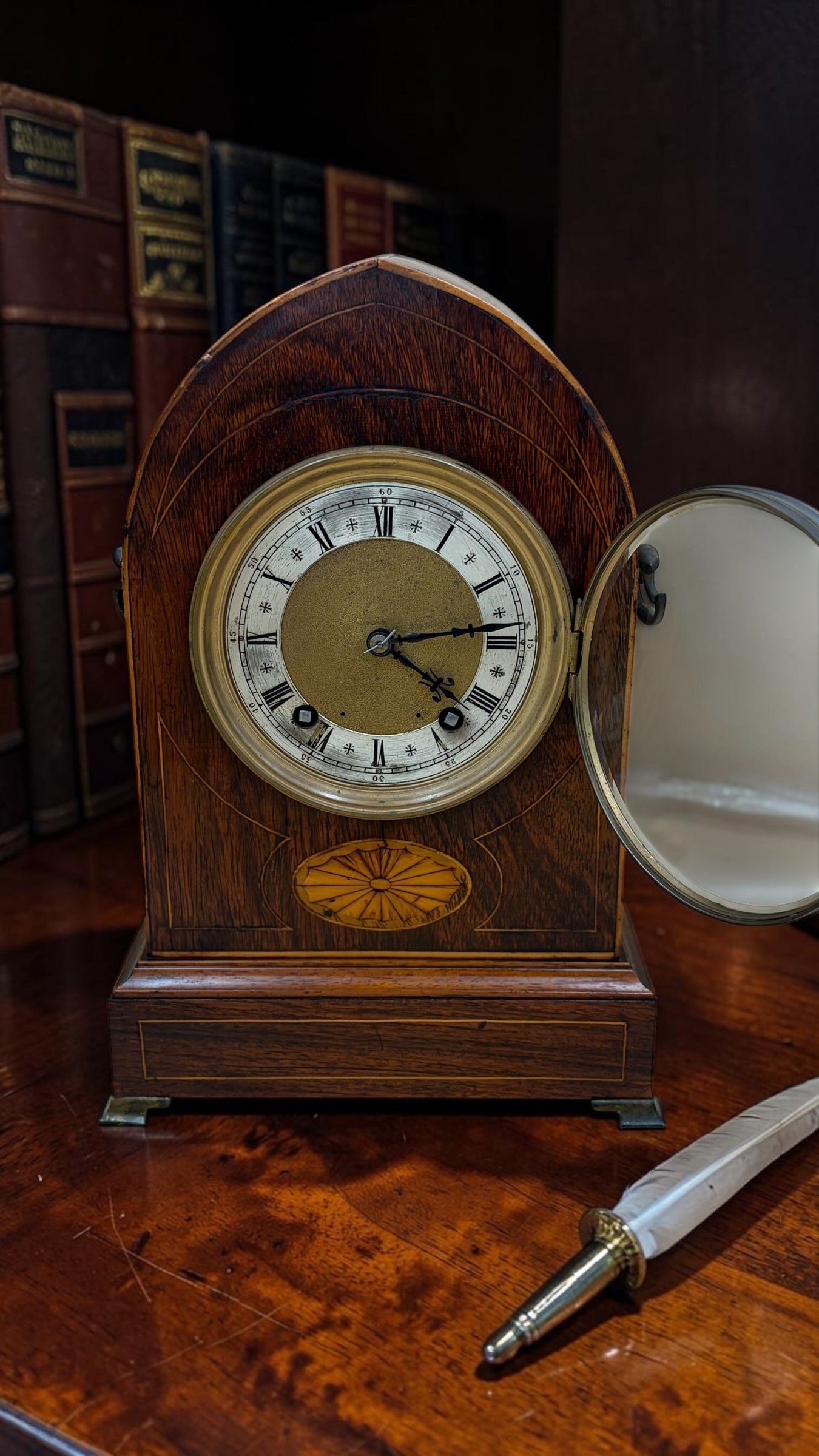 Antique Winterhalder & Hofmeier Gothic Arch Mantel Clock c.1890s — Bim-Bam Quarter Strike — German