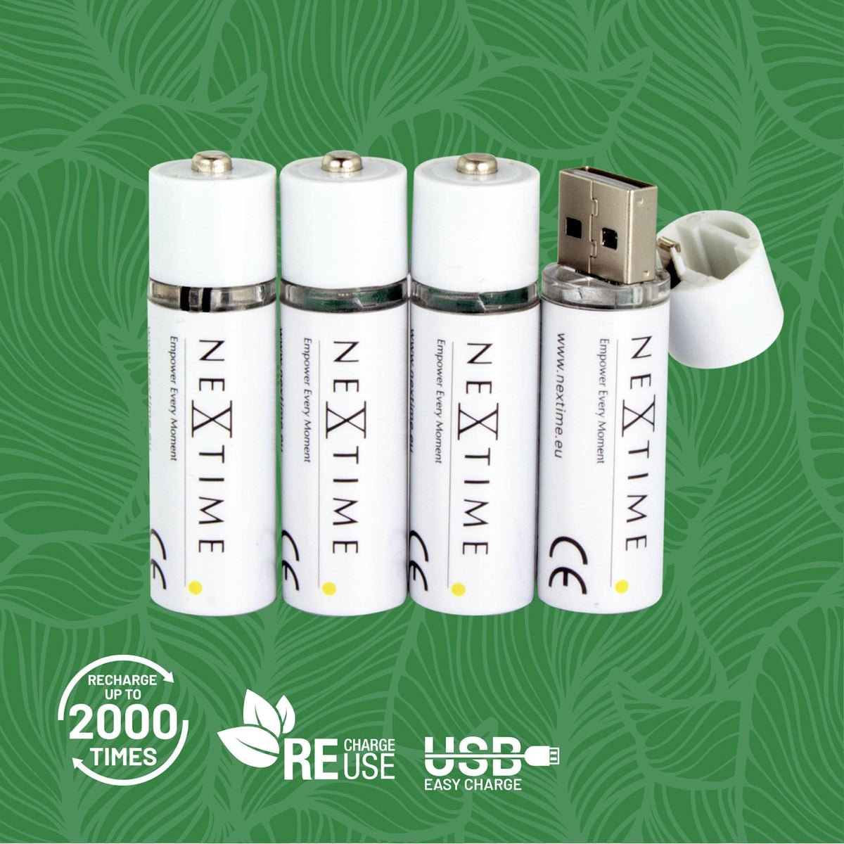 NeXtime rechargeable USB AA battery features and use