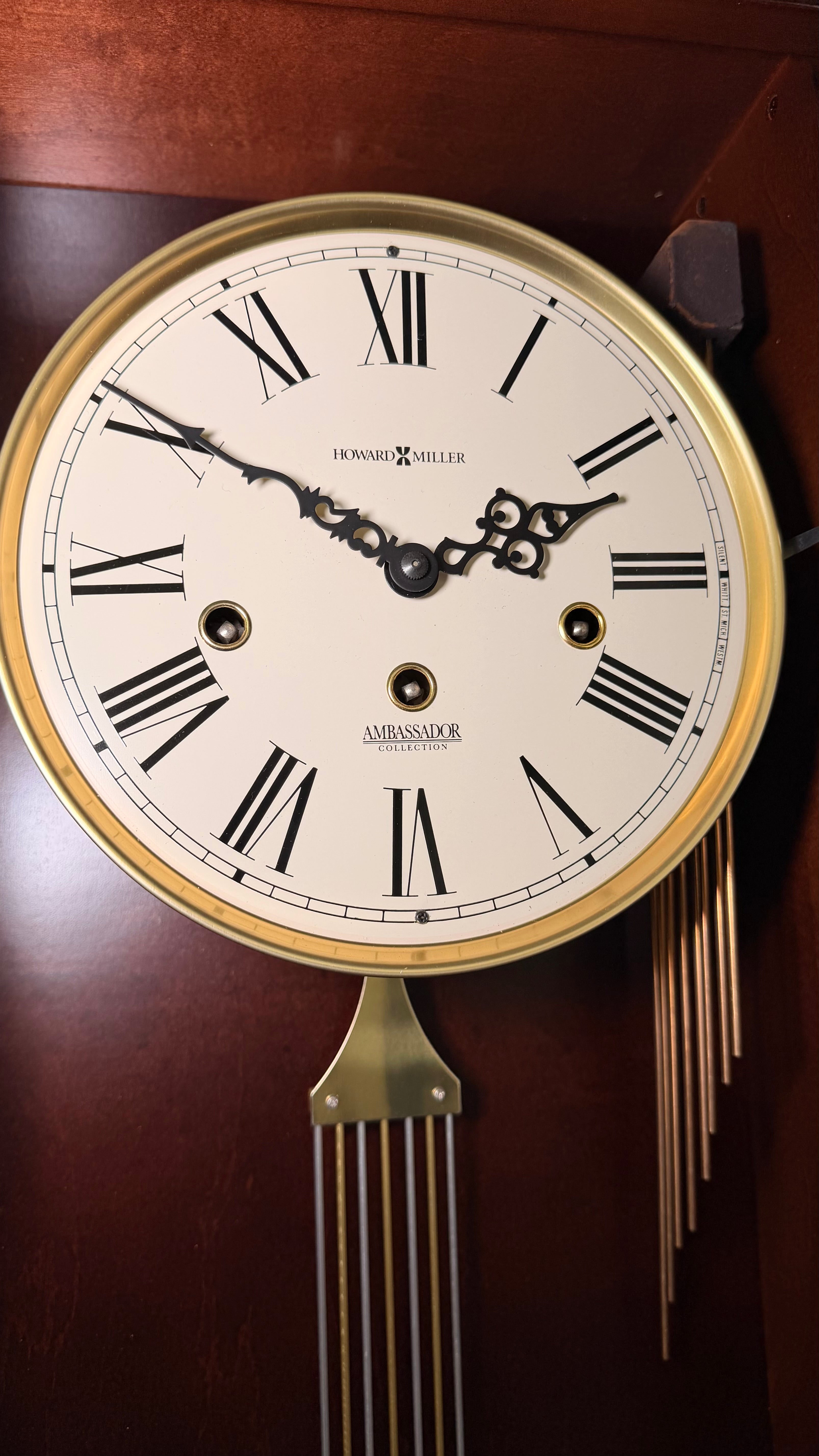 Howard Miller Lewis Triple Chime Wall Clock | Hermle Mechanical Movement | Ambassador Collection | Like New