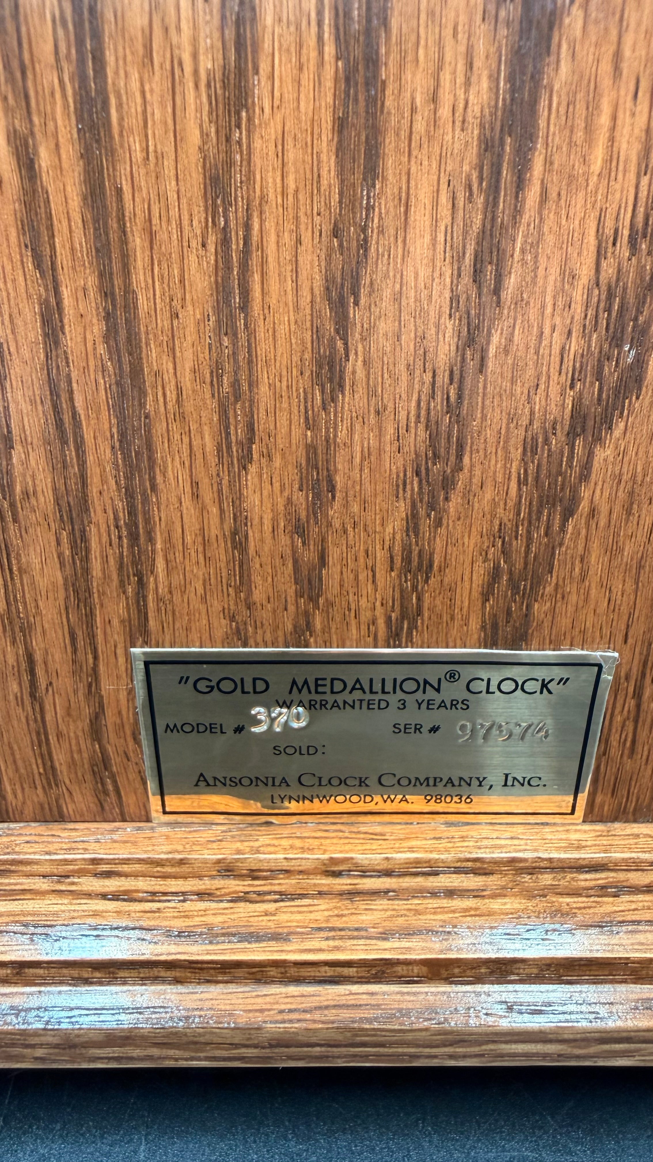 Ansonia Gold Medallion 370 Triple Chime Mantel Clock, Beveled Glass Mechanical Bracket Clock