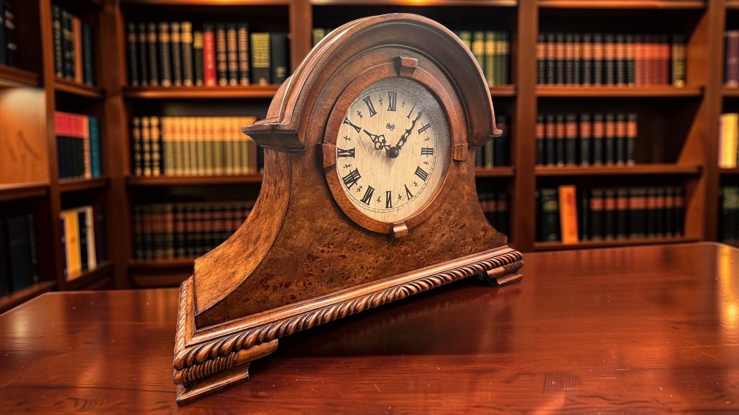 Vintage Sligh Quartz Mantel Clock Hermle Dual Chime Westminster Ave Maria Auto Night Shutoff