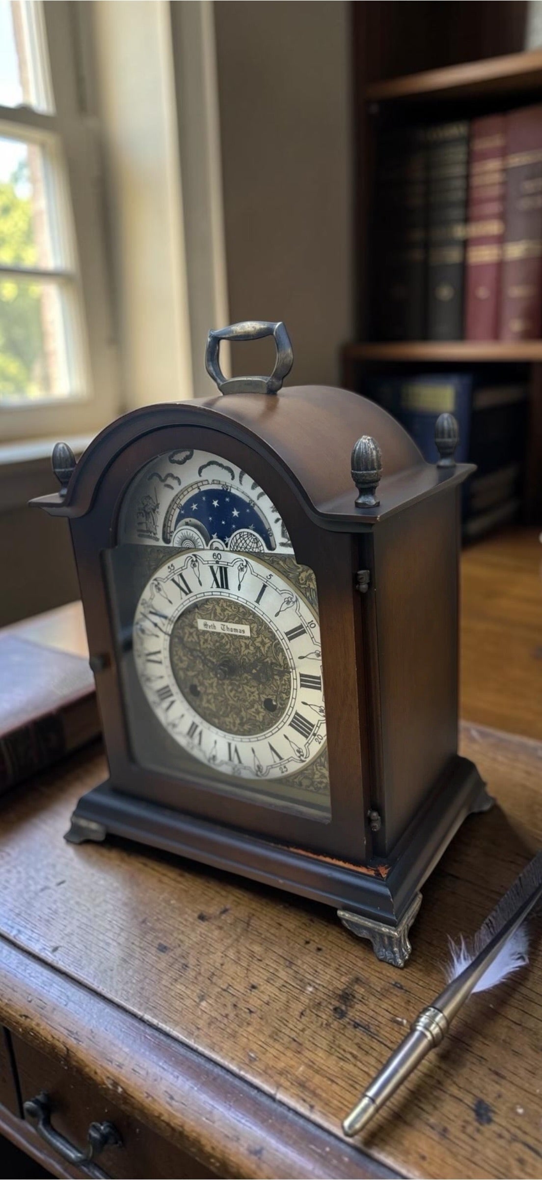 Vintage Seth Thomas Mantel Clock – Franz Hermle Bim Bam Chime Moon Phase