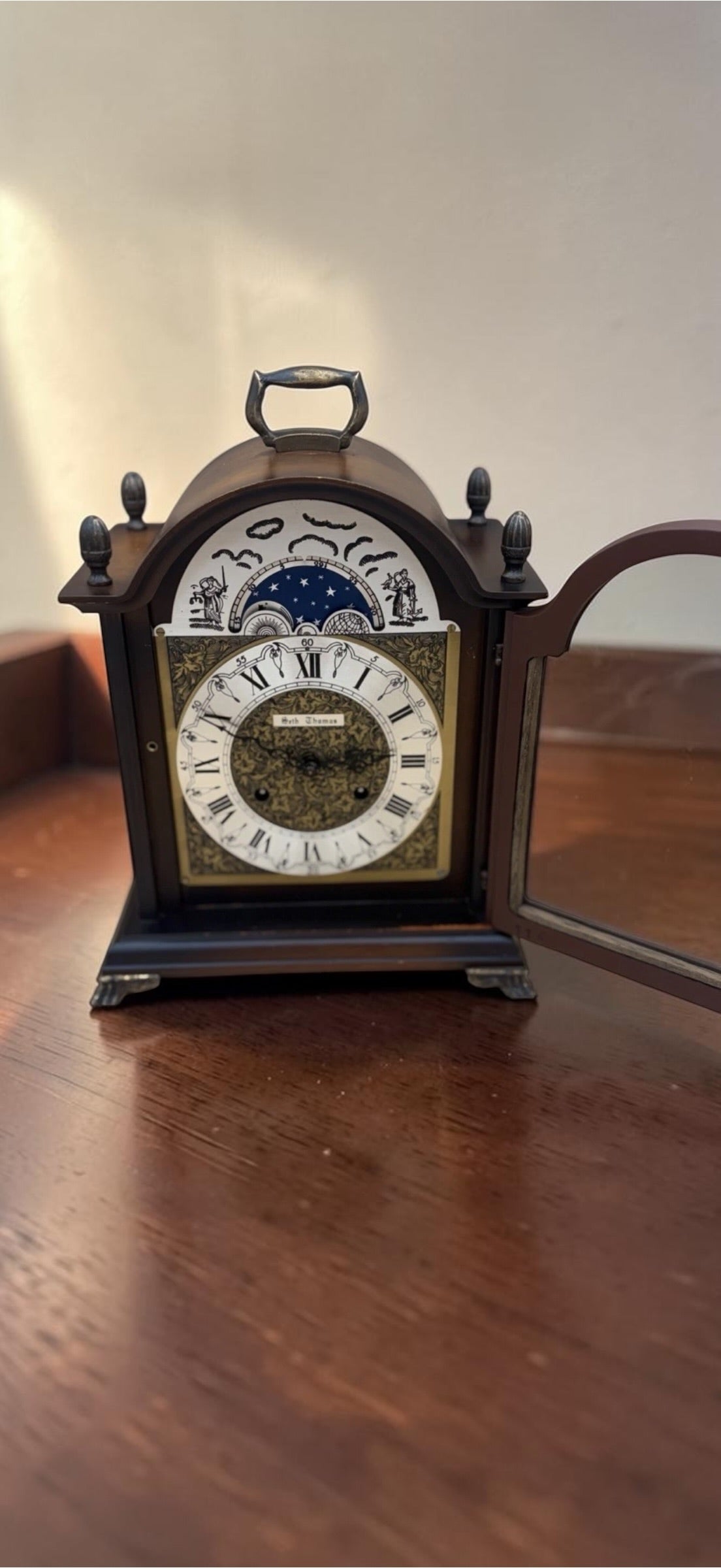 Vintage Seth Thomas Mantel Clock – Franz Hermle Bim Bam Chime Moon Phase