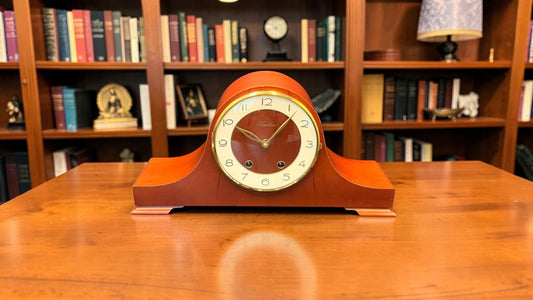 Vintage Sears Tradition German Mechanical Mantel Clock – Mid Century Modern Bim Bam Chime
