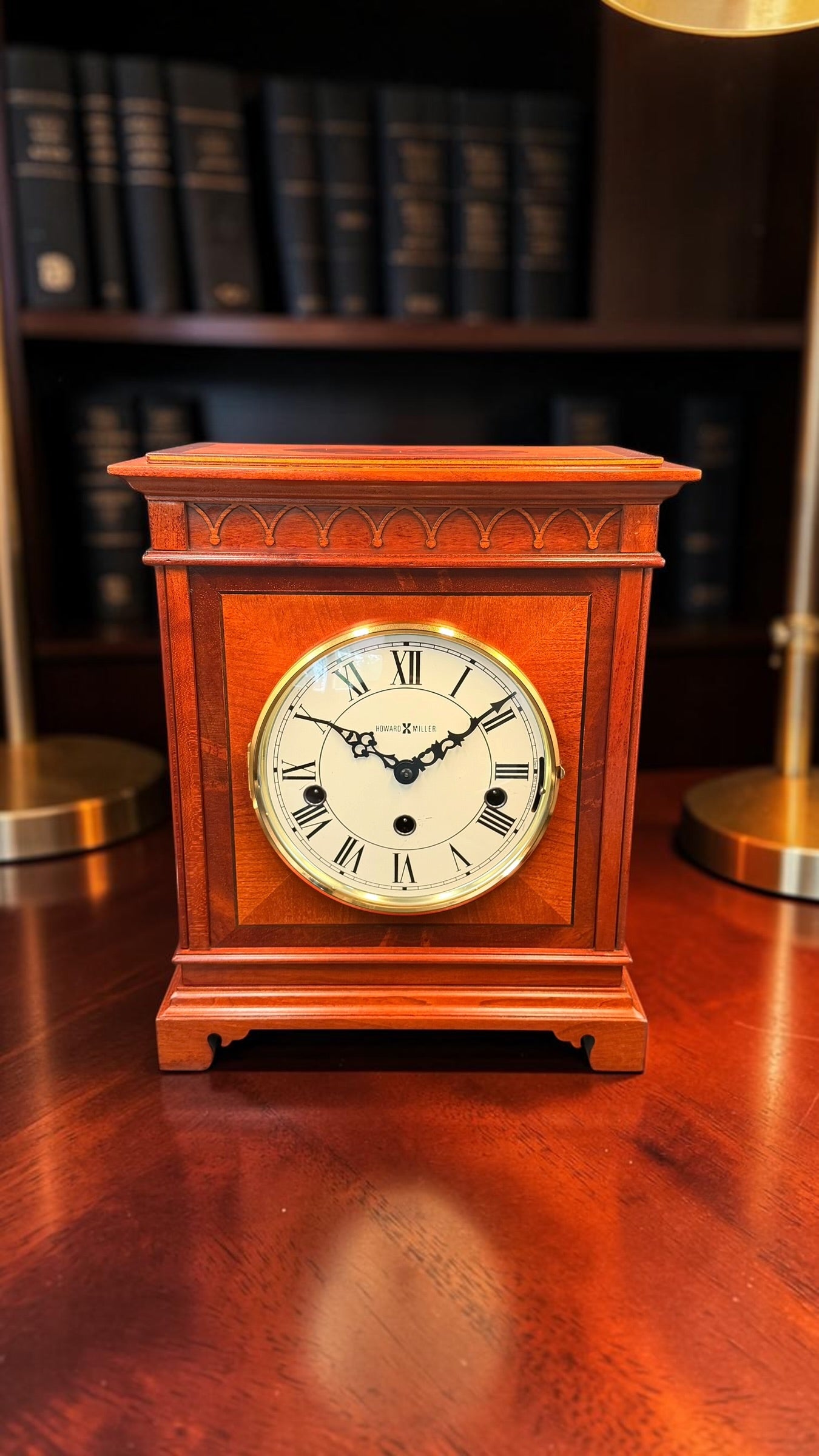 Howard Miller Mahogany Mantel Clock – Hermle Triple Chime Movement