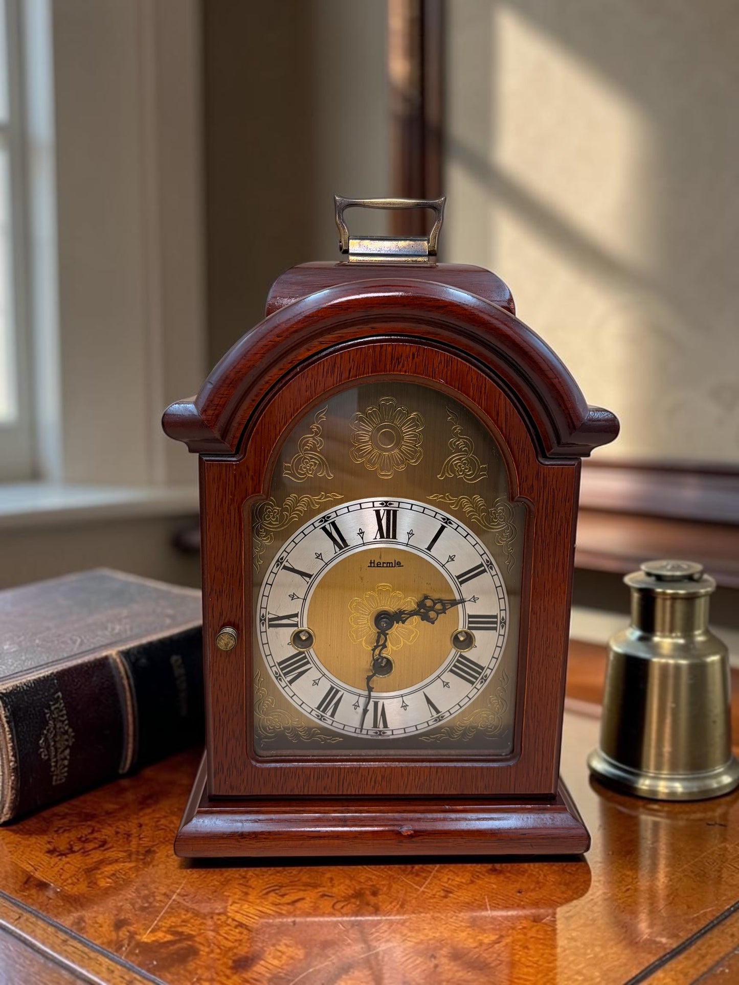 Vintage Hermle Westminster Mantel / Bracket Clock – West Germany – 8-Day Key Wind, 3-Train Chime & Strike – Serviced