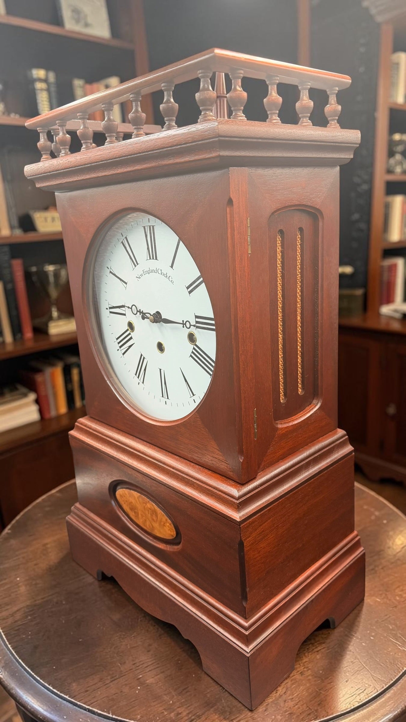 New England Clock Co Triple Chime Bracket Clock – German Hermle 1050 Mechanical Movement – Shelf Clock