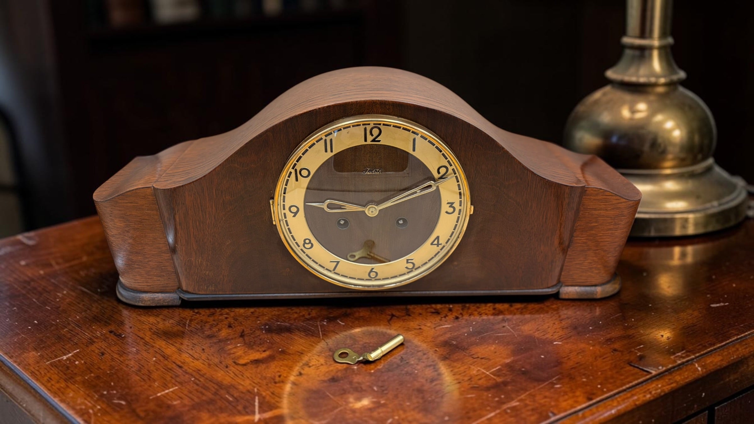 German Judith Mantel Clock – Vintage Bim Bam Tambour Clock Working As-Is