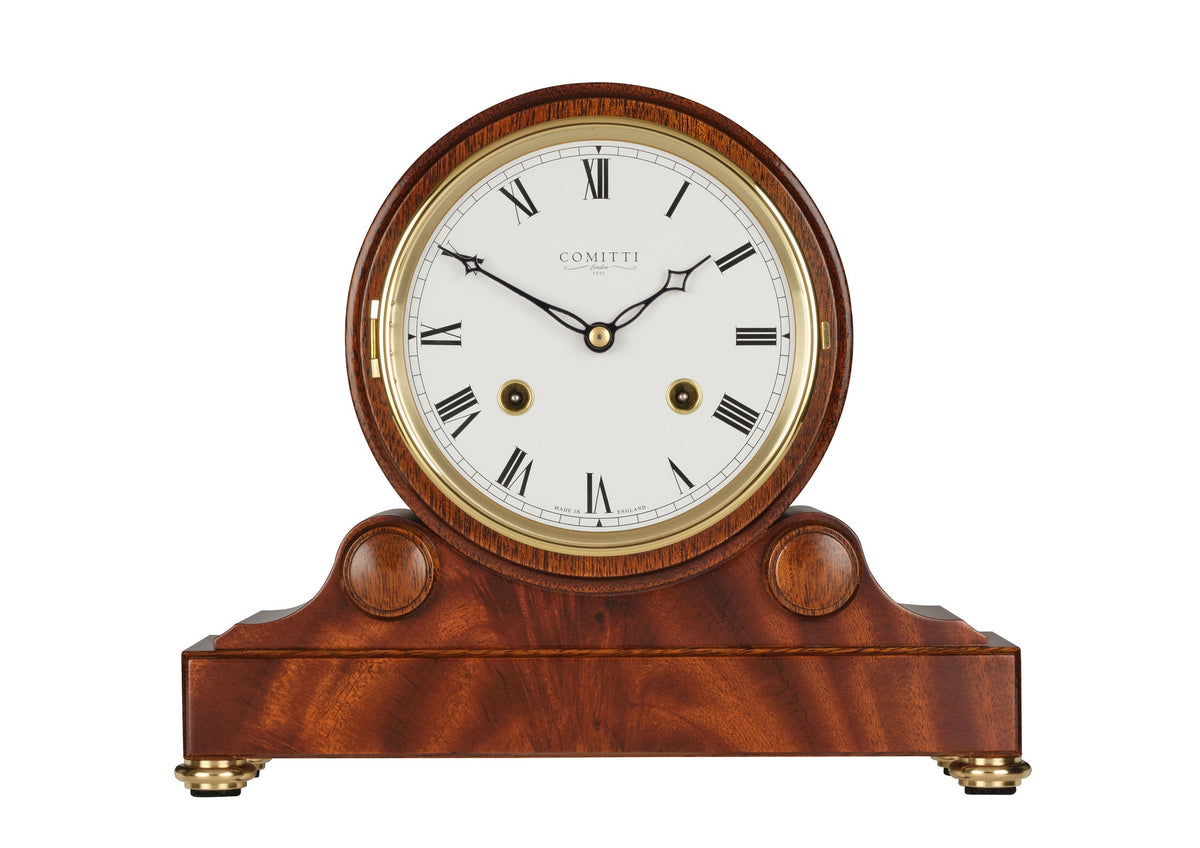 Comitti The Barrell Mantel Clock – Mahogany, Bell Strike – front view