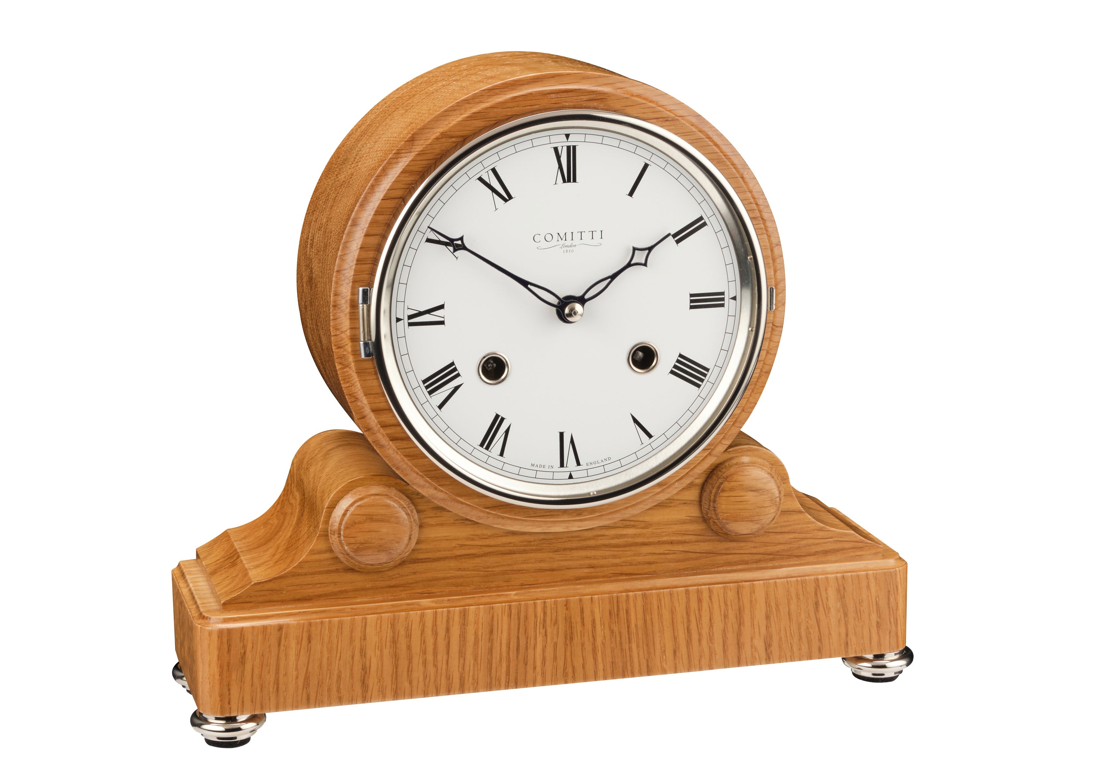 Comitti The Barrell Mantel Clock – Oak, Bell Strike – product view 6