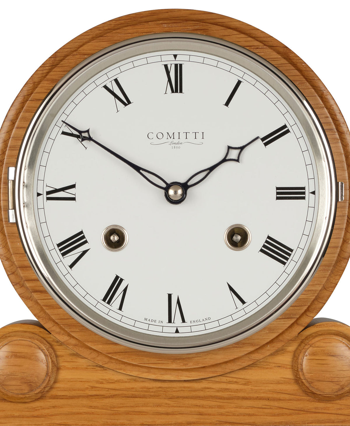Comitti The Barrell Mantel Clock – Oak, Bell Strike – product view 2