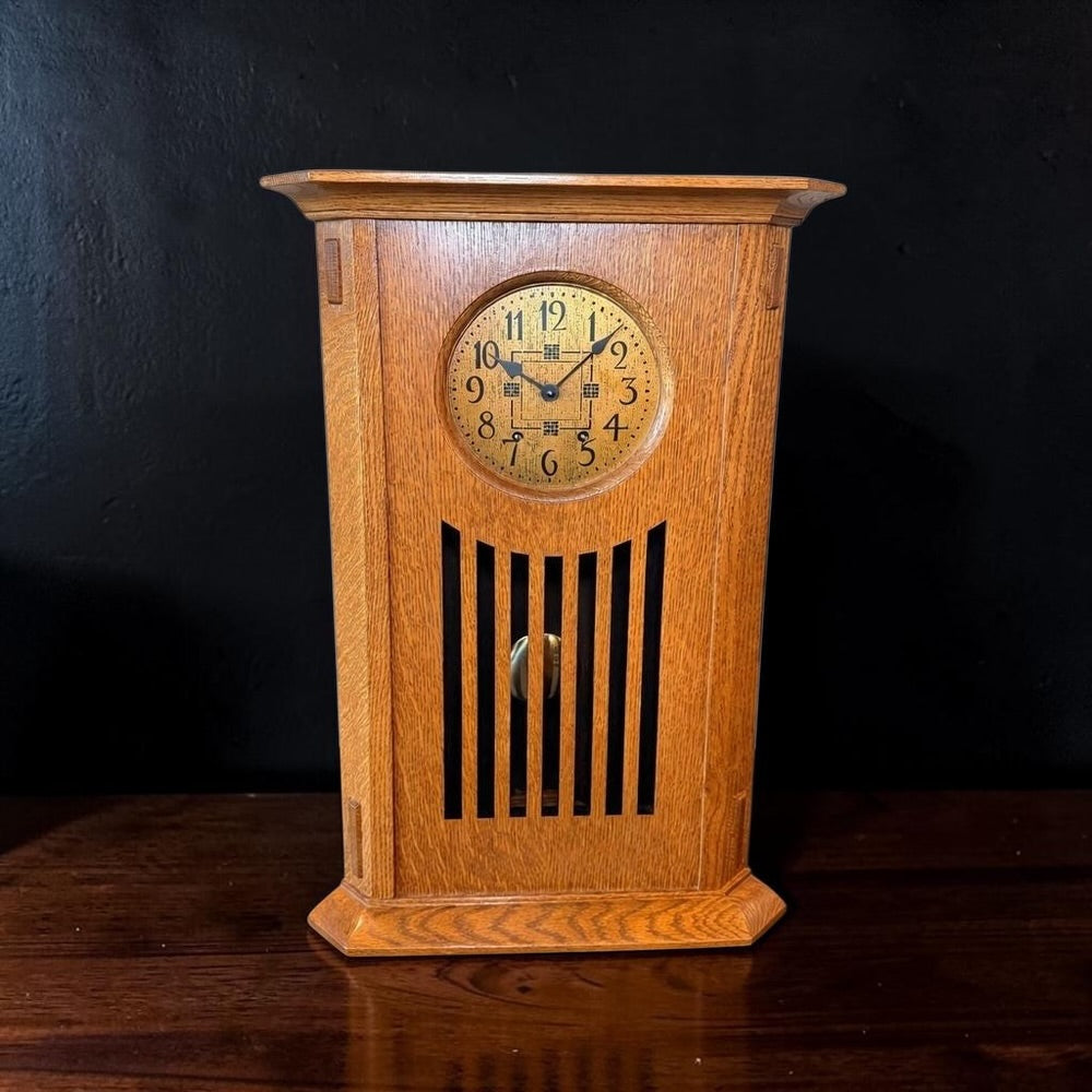 Stickley Corner Wedding Clock – Rare Kieninger Mechanical Movement - Quarter Sawn Oak