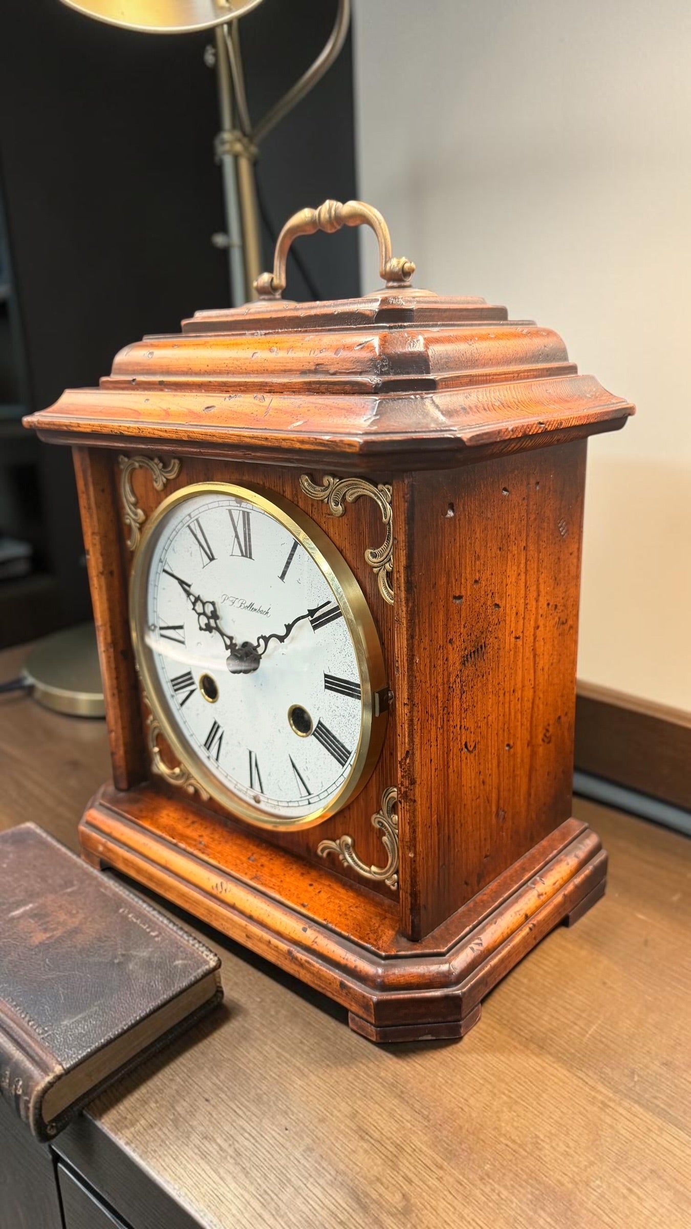 Antique P.F. Bollenbach Mantel Clock – Mechanical Wind Up Clock