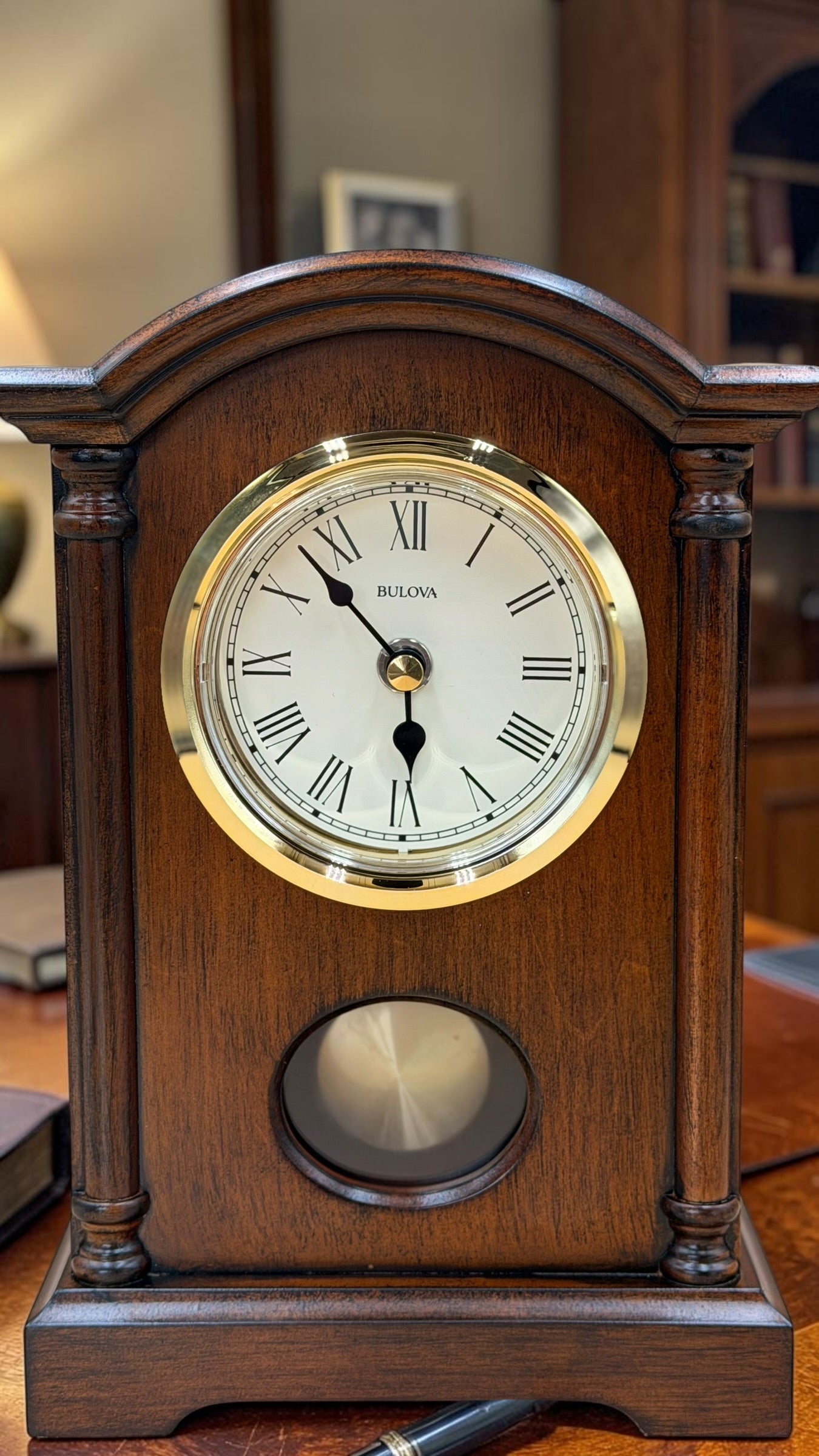 Bulova Dalton Quartz Pendulum Mantel Clock – Triple Chime - New in box