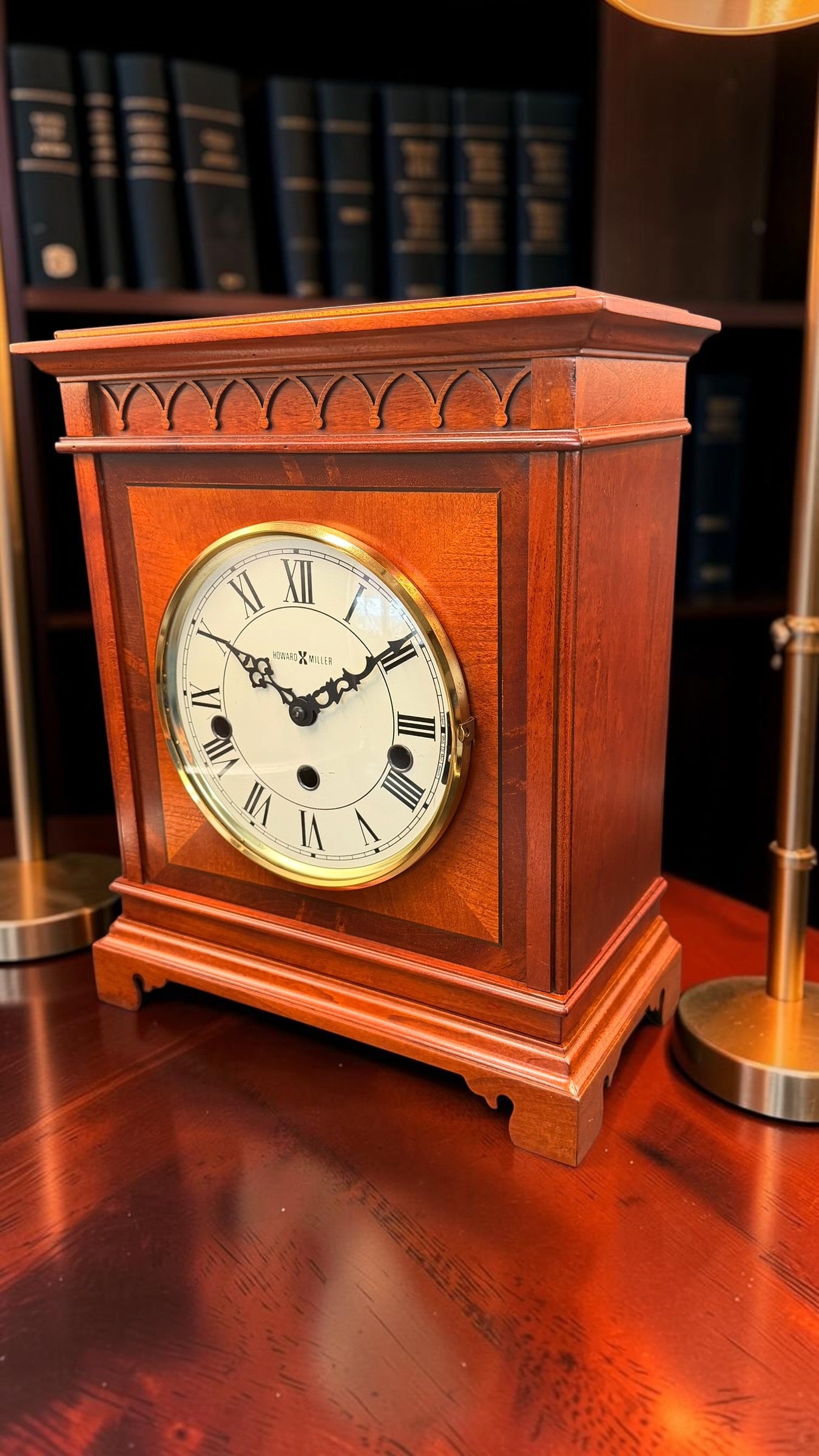 Howard Miller Mahogany Mantel Clock – Hermle Triple Chime Movement