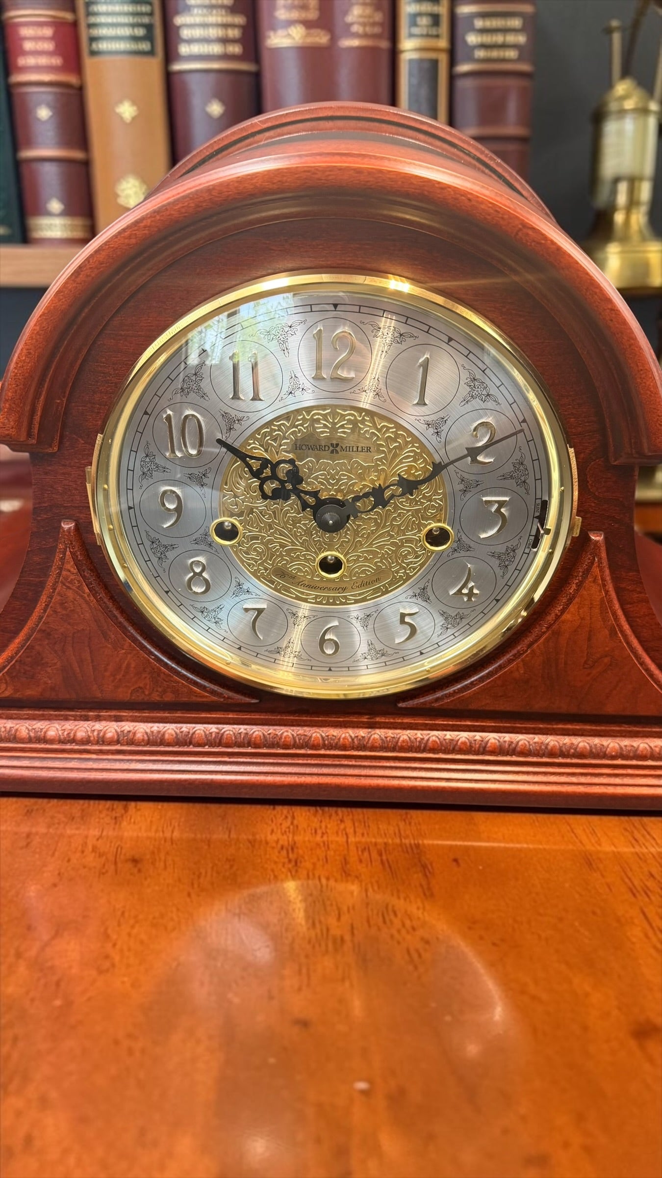 Howard Miller Barrett Mantel Clock – 76th Anniversary Edition – NOS – Kieninger German Mechanical Westminster Chime – Beveled Glass