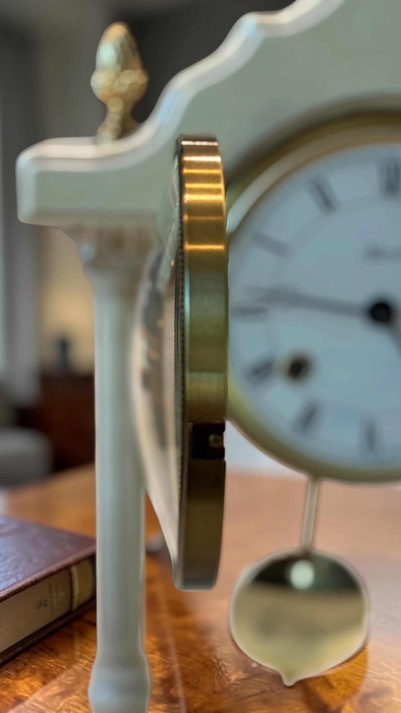 Vintage Hermle Portico Mantel Clock, German 8-Day Key Wind Bim Bam Strike