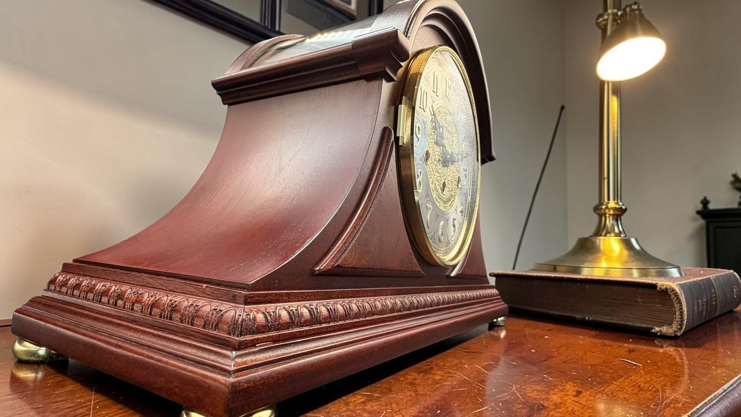 Howard Miller Barrett Mantel Clock – 76th Anniversary Edition – NOS – Kieninger German Mechanical Westminster Chime – Beveled Glass