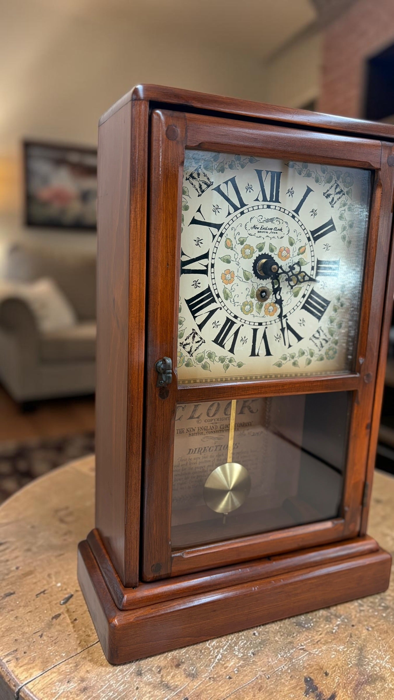 Antique New England Clock Co. Pine Shelf Clock — Time-Only — Running & Serviced