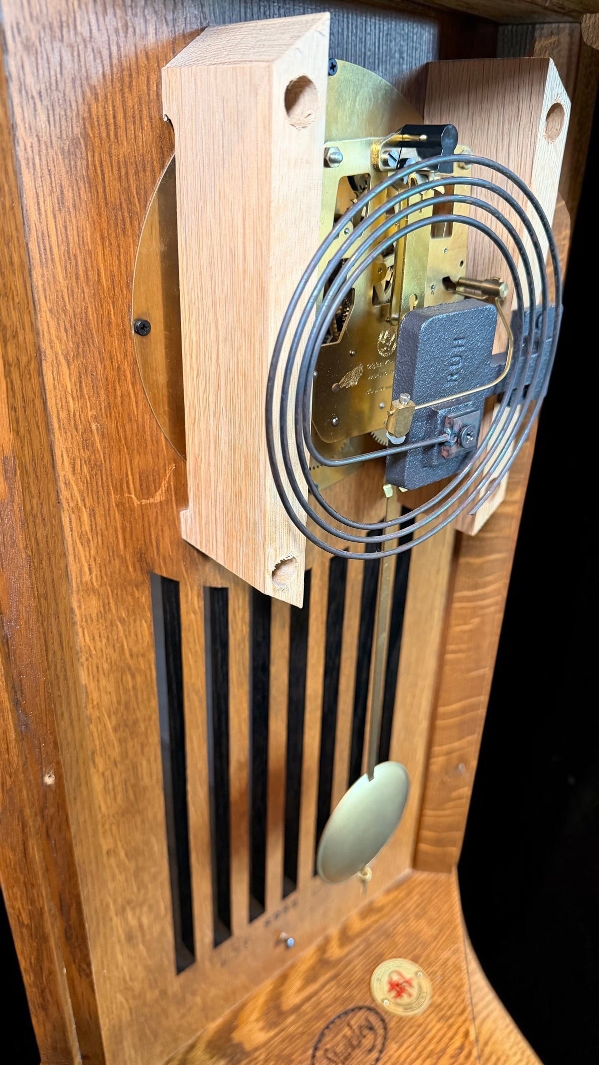 Stickley Oak Arts & Crafts Corner Clock – detail view 11