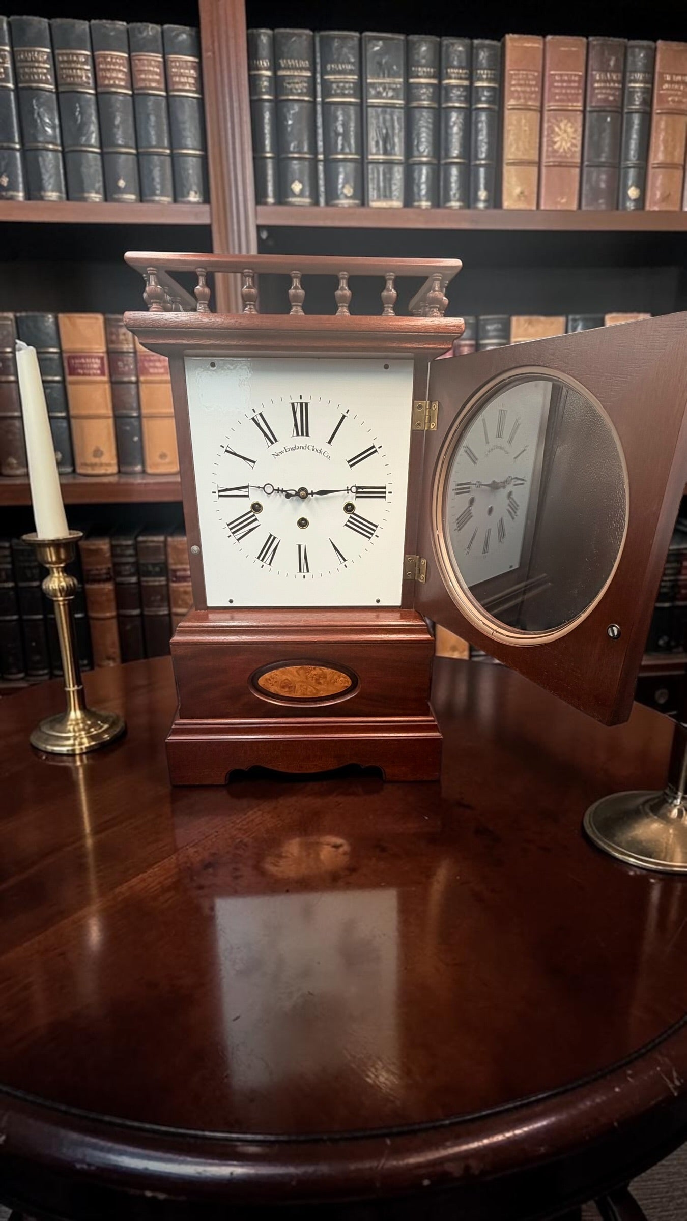 New England Clock Co Triple Chime Bracket Clock – German Hermle 1050 Mechanical Movement – Shelf Clock