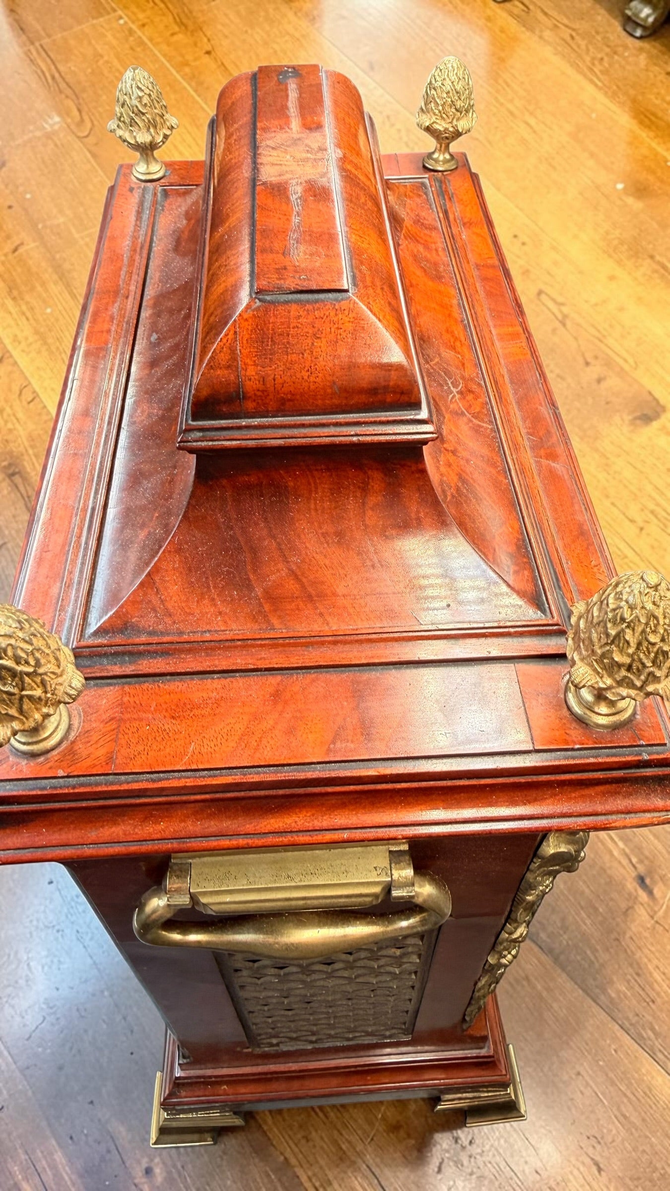 Ornate English Style Mahogany Bracket Clock Case – Brass Dial Display Clock – Restoration Candidate