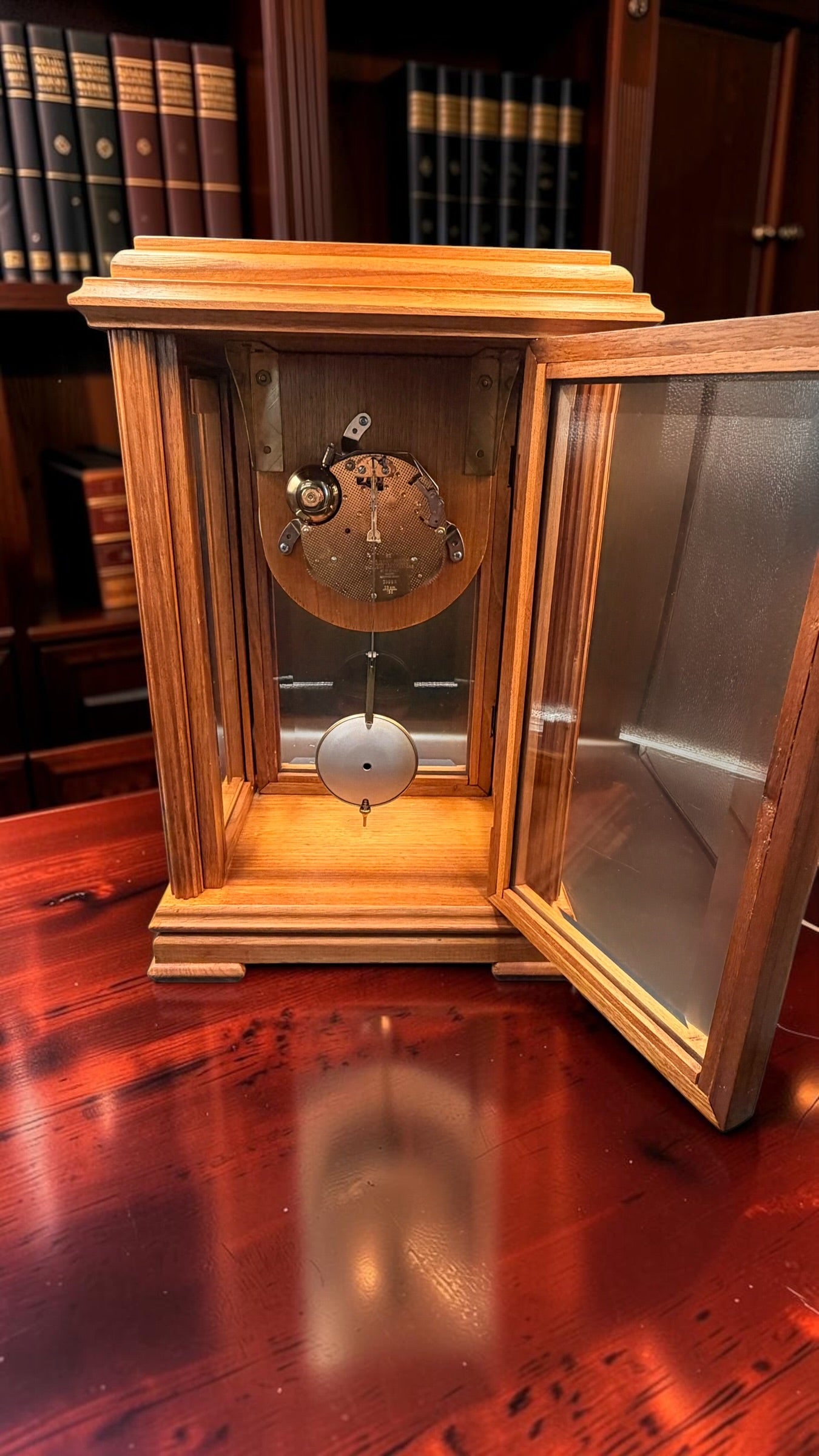 Mason & Sullivan Mechanical Mantel Clock | Freshly Serviced Hermle West Germany Bim-Bam Movement | Beveled Glass