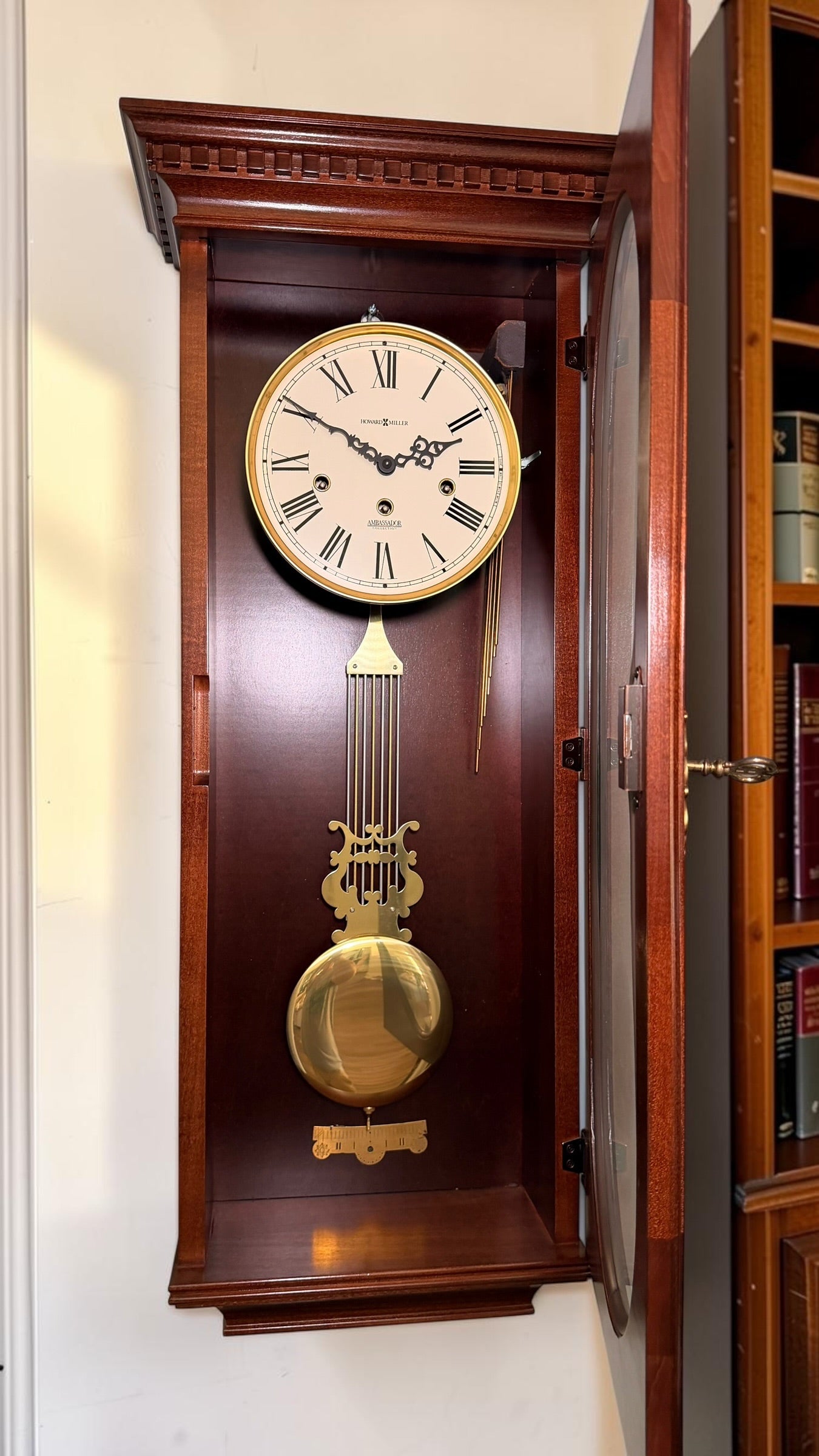 Howard Miller Lewis Triple Chime Wall Clock | Hermle Mechanical Movement | Ambassador Collection | Like New
