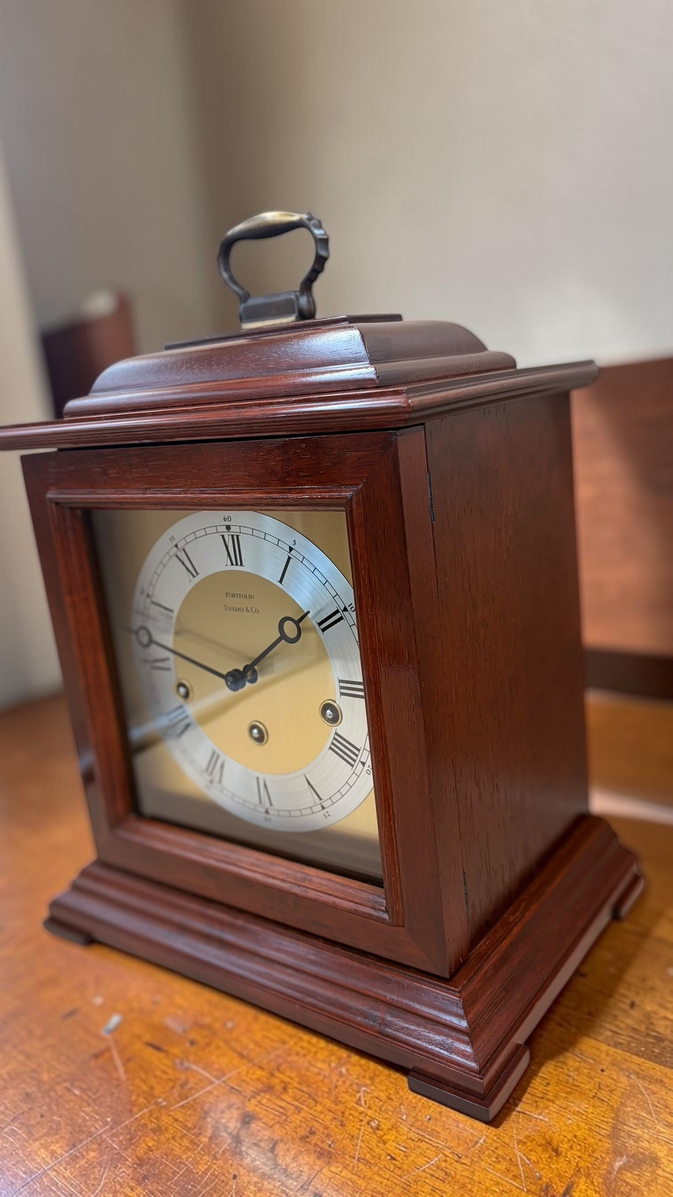 Tiffany & Co. Mechanical Mantel Clock – Chiming Bracket Clock – Freshly Serviced – With Original Tiffany Paperwork