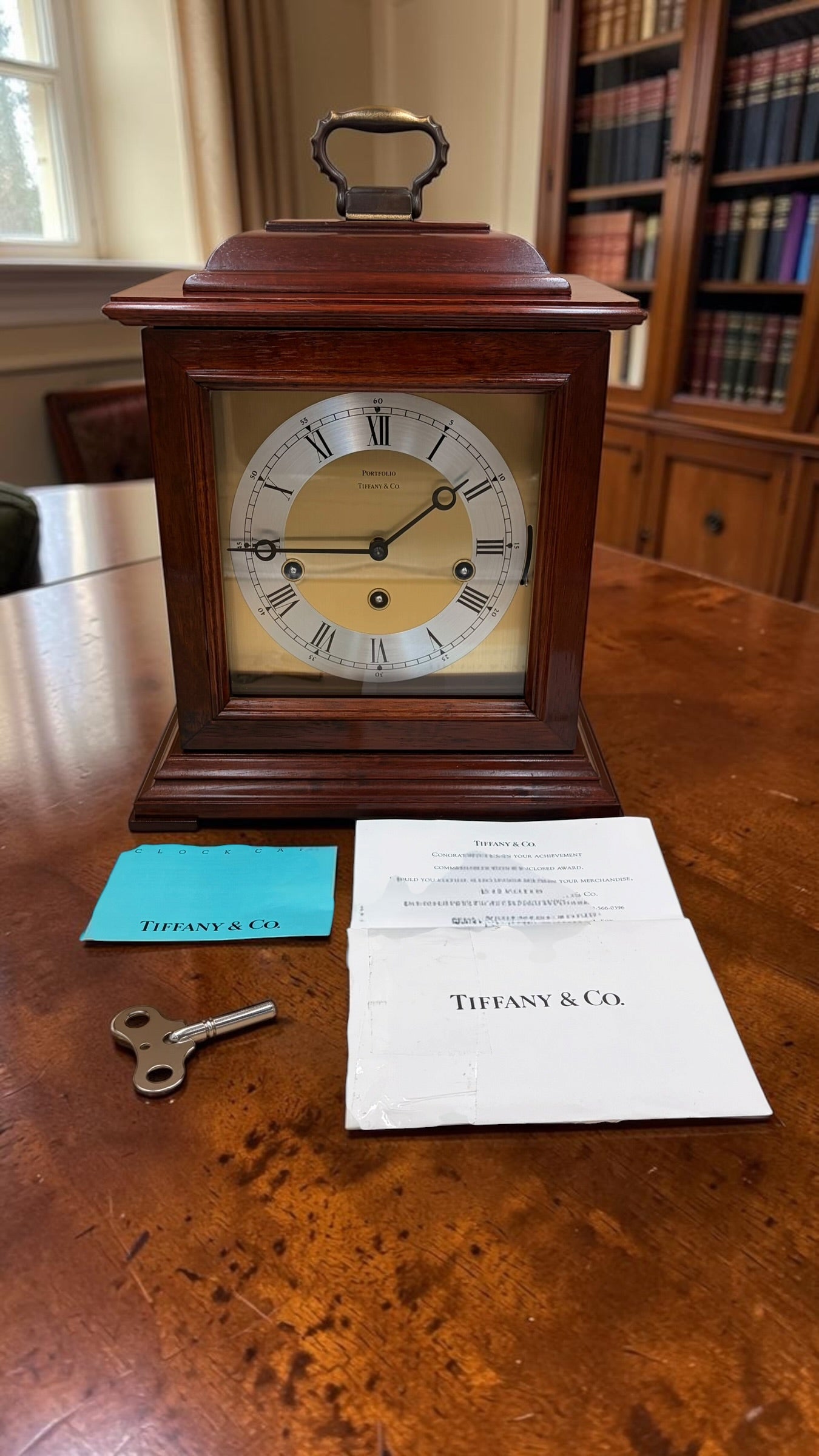 Tiffany & Co. Mechanical Mantel Clock – Chiming Bracket Clock – Freshly Serviced – With Original Tiffany Paperwork