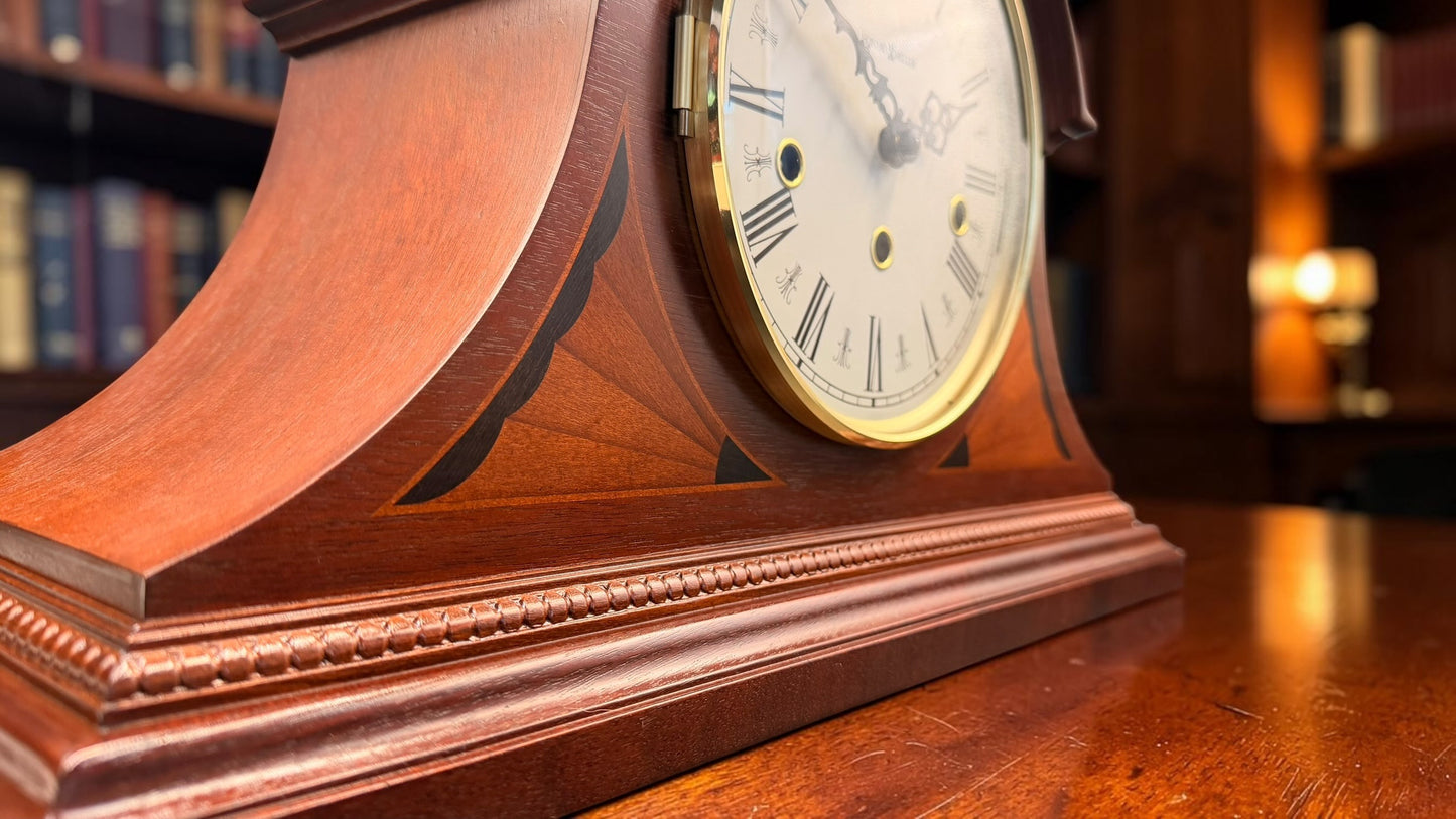Howard Miller Downing Mantel Clock – Kieninger Triple Chime, Key Wound, Inlaid Wood Case