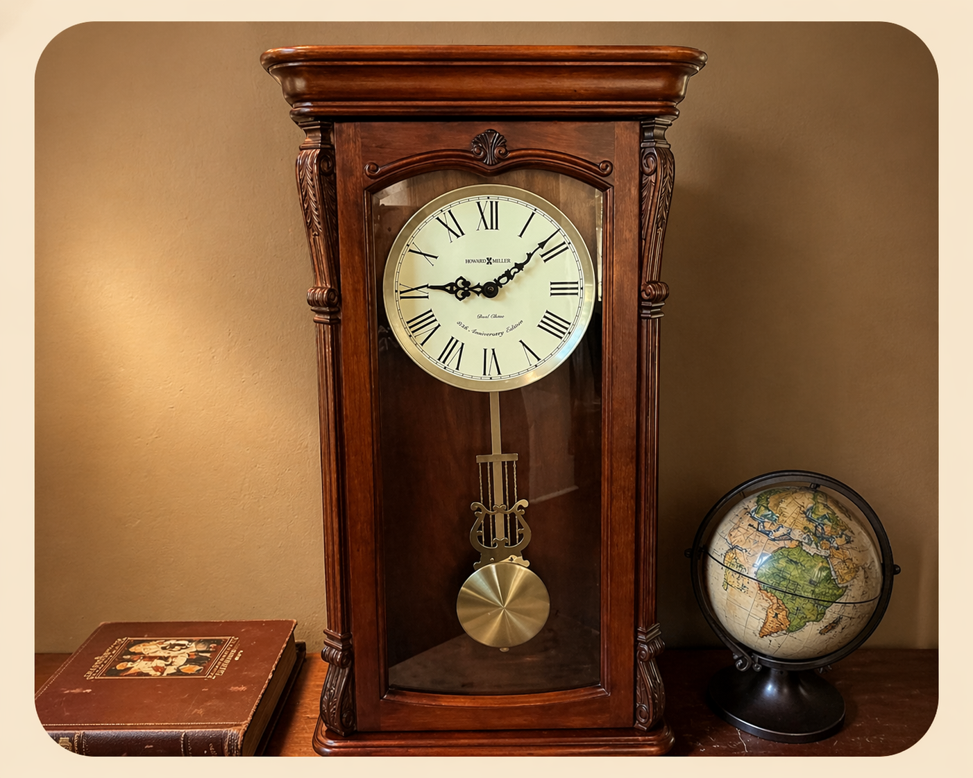Howard Miller 80th Anniversary Wall Clock – Kieninger Dual Chime Quartz Hampton Cherry Traditional Style