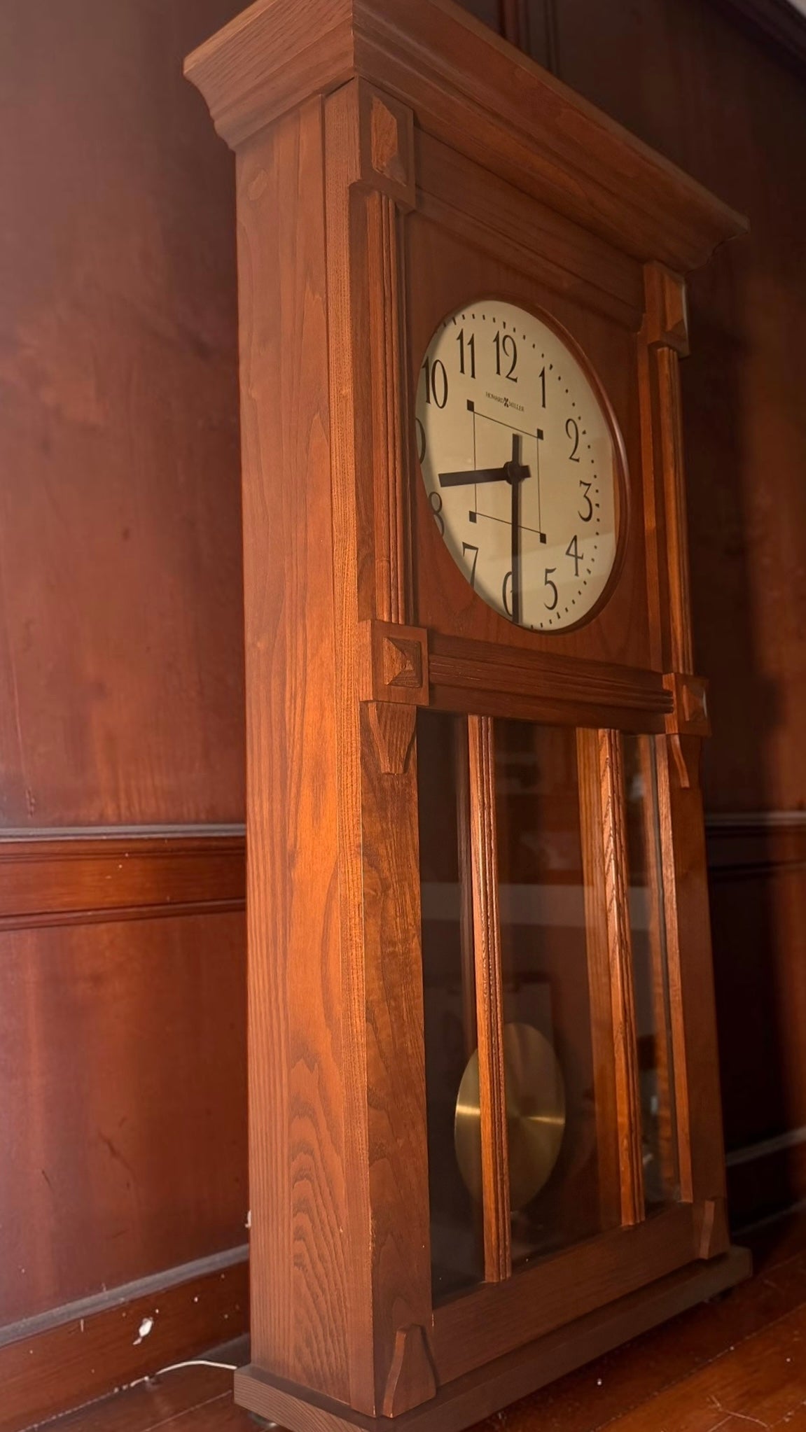 Howard Miller Ashbee II Wall Clock | Mission Oak Pendulum, Dual Chime