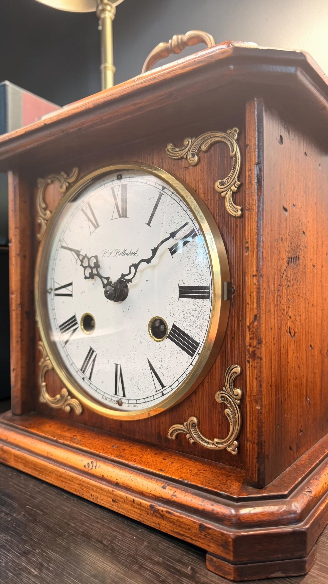 Antique P.F. Bollenbach Mantel Clock – Mechanical Wind Up Clock