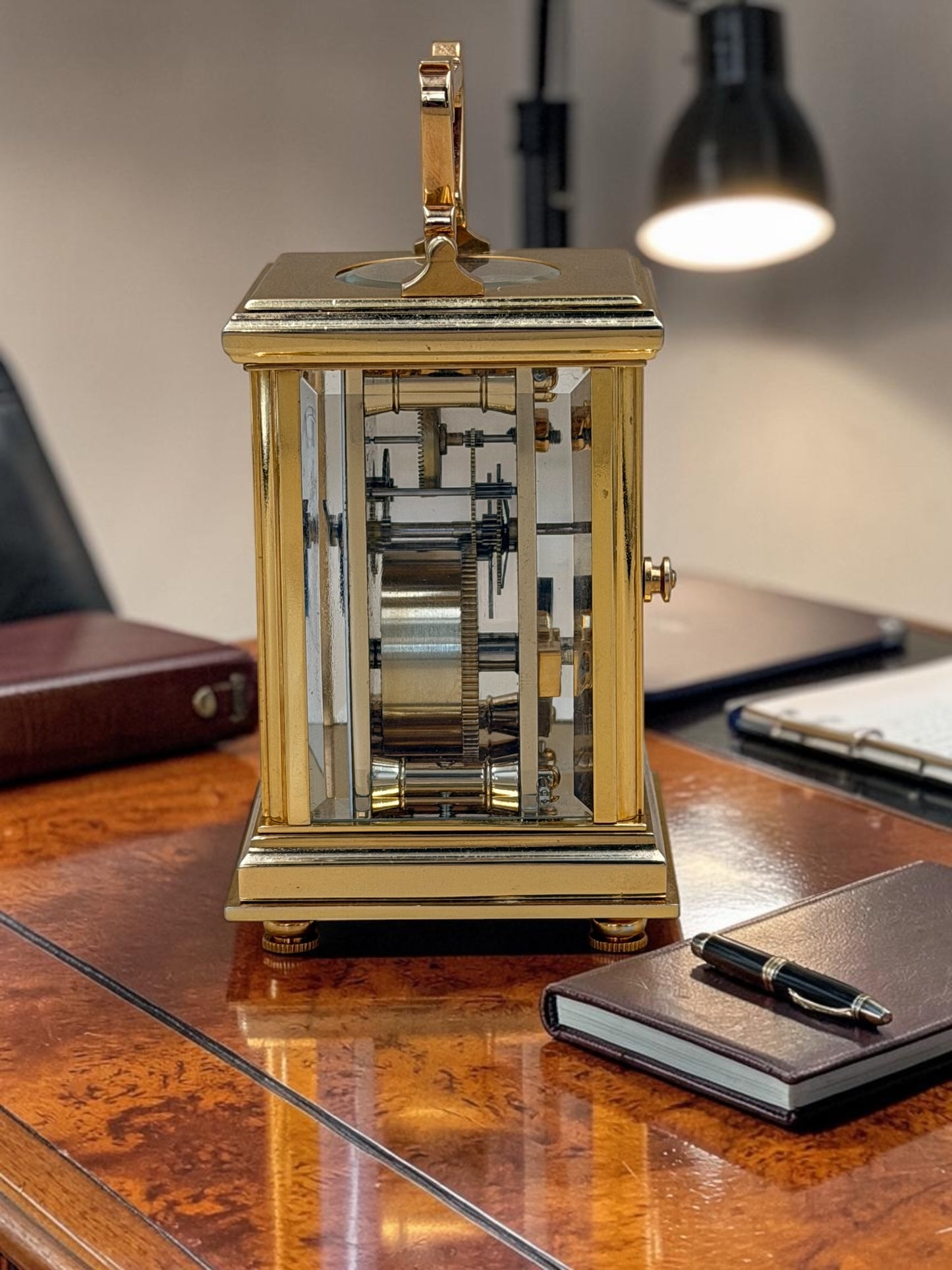 Vintage Sternreiter Brass Carriage Clock – German Mechanical Wind-Up Desk & Mantel Clock – Roman Dial Collectible