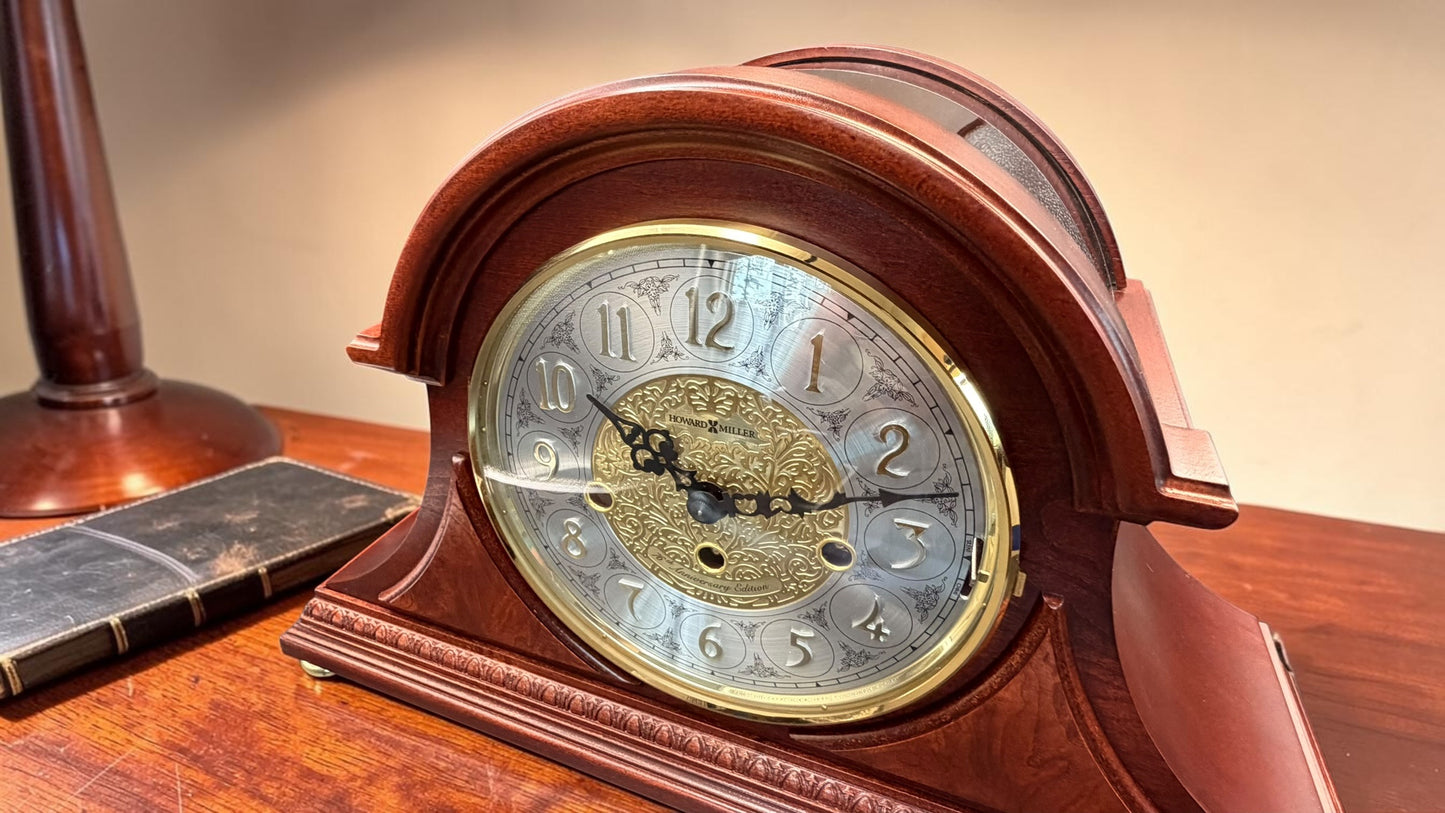 Howard Miller Barrett Mantel Clock – 76th Anniversary Edition – NOS – Kieninger German Mechanical Westminster Chime – Beveled Glass