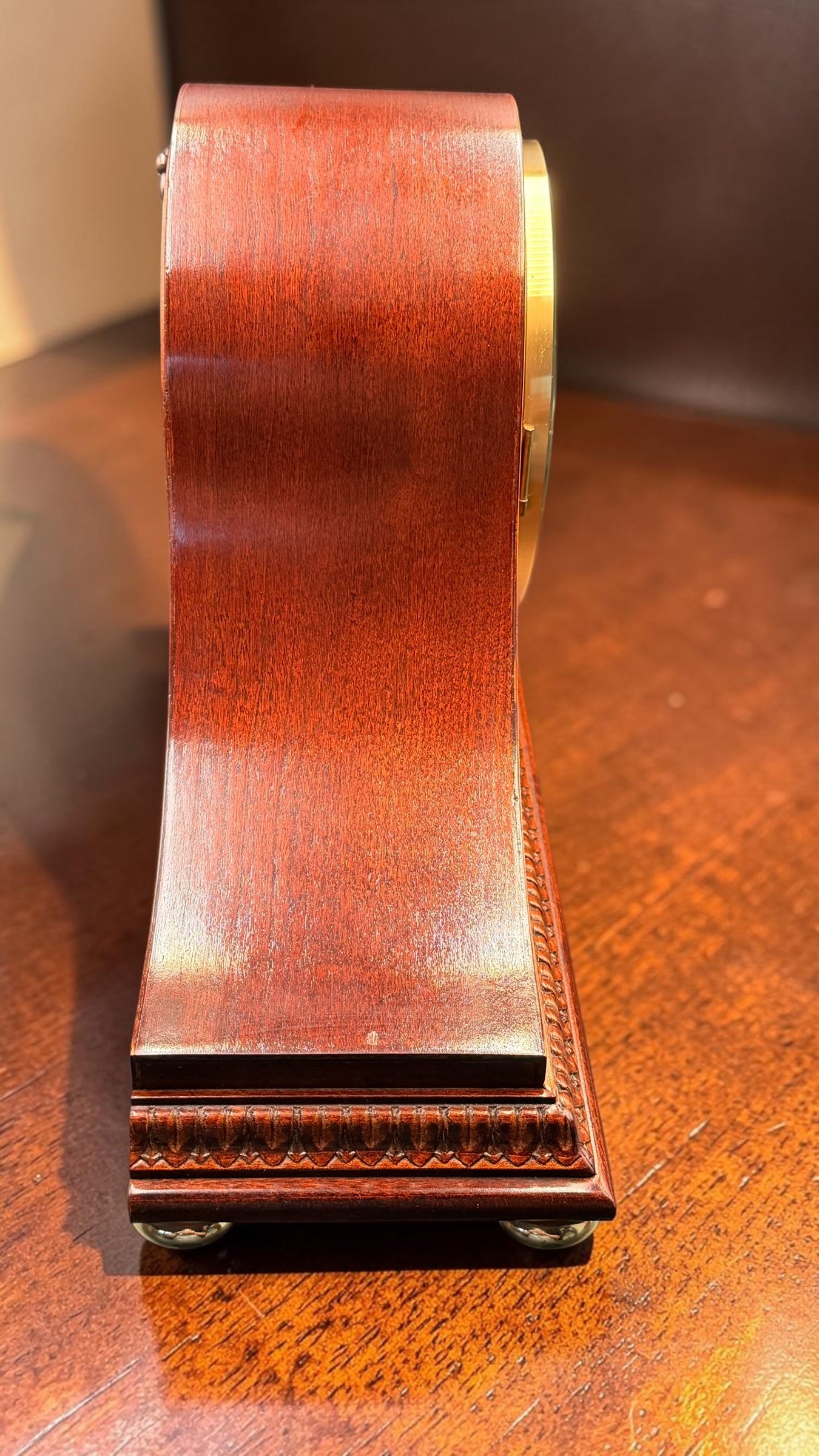 Howard Miller Ambassador 630-169 Mantel Clock – Mechanical Westminster Chime – German Hermle Movement – Key Wind – Burl Wood Tambour