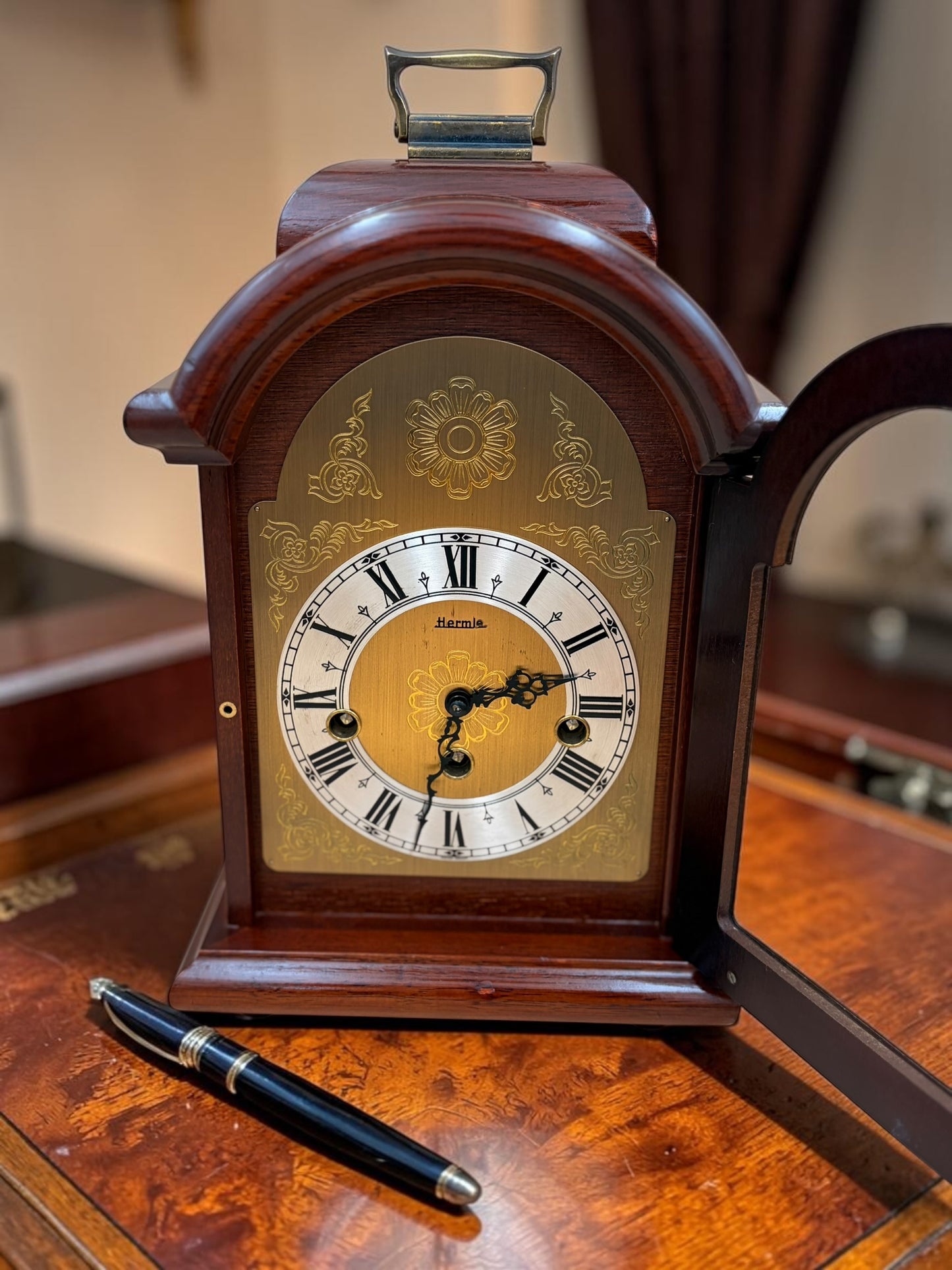 Vintage Hermle Westminster Mantel / Bracket Clock – West Germany – 8-Day Key Wind, 3-Train Chime & Strike – Serviced
