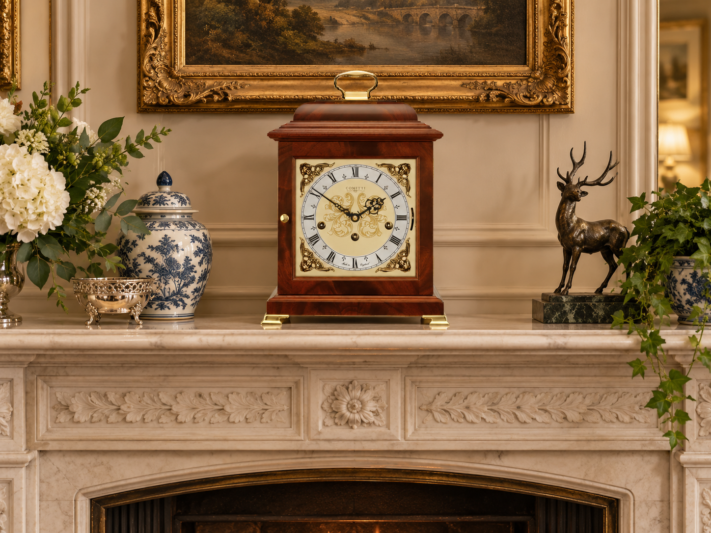 The Georgian Basket-Top Mantel Clock – Mahogany