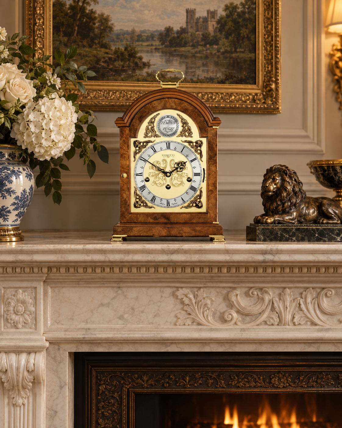 The Georgian Break-Arch Mantel Clock – Burr Walnut