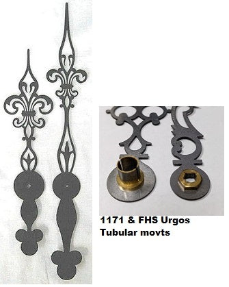 9in Minute hand length (overall length is 13 1/4in) - Fancy Style hands - Mechanical - For Hermle 1171 Movements - no synchr…