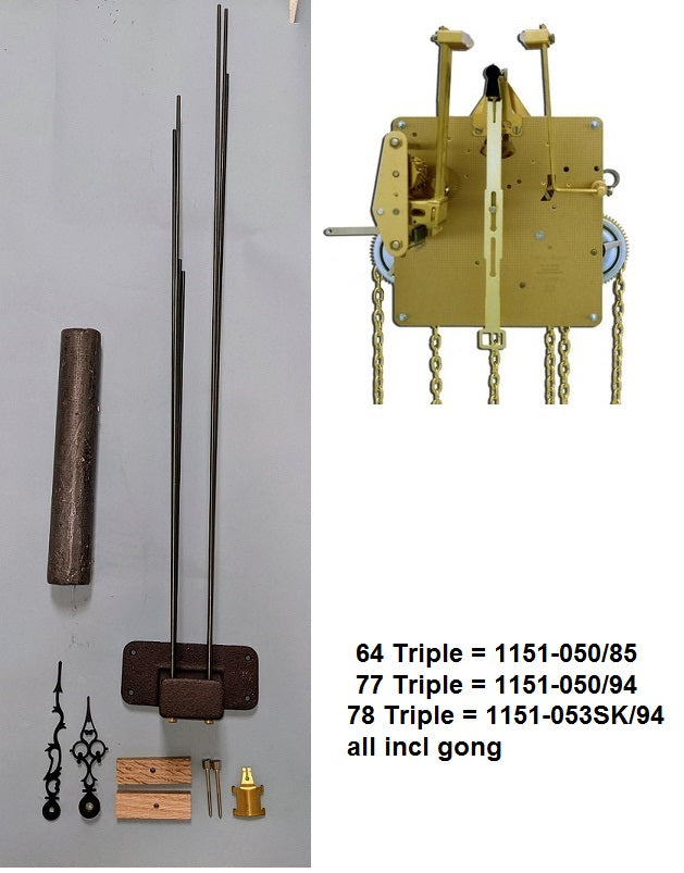 Jauch 78 to Hermle Complete Conversion Kit — Triple Chime