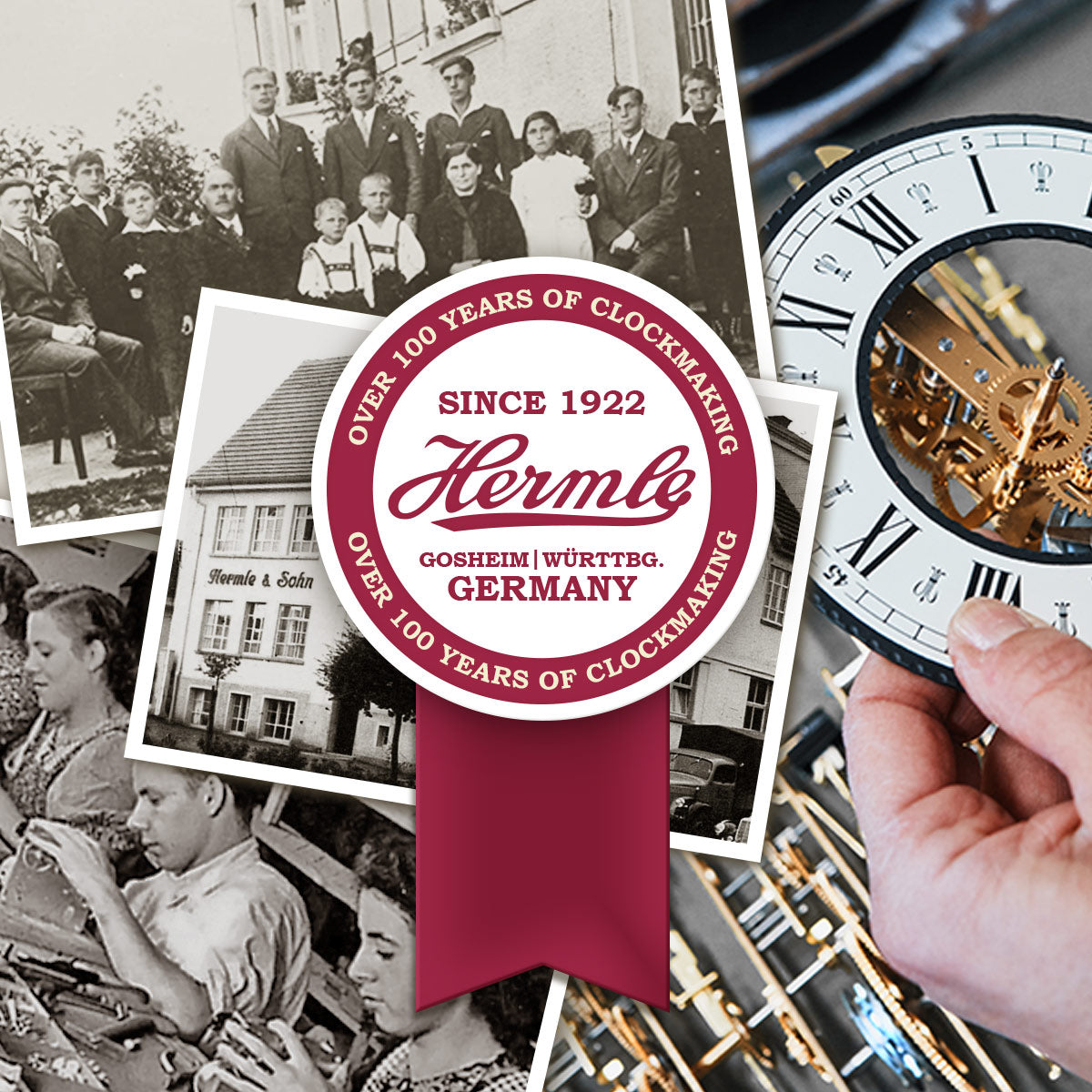 Hermle clockmaking heritage since 1922 with historic photographs