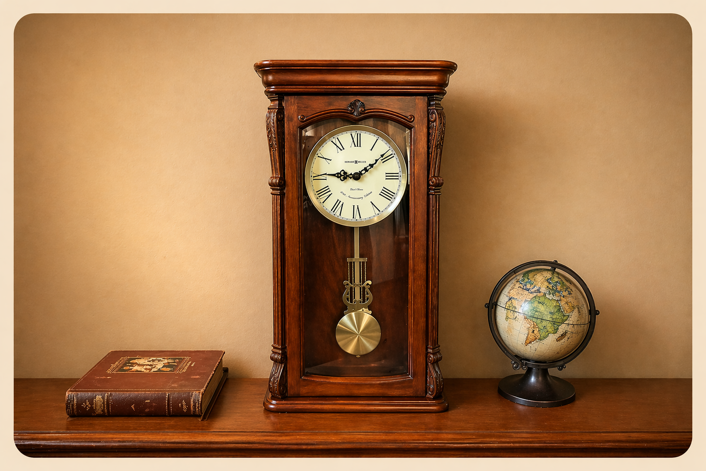 Howard Miller 80th Anniversary Wall Clock – Kieninger Dual Chime Quartz Hampton Cherry Traditional Style