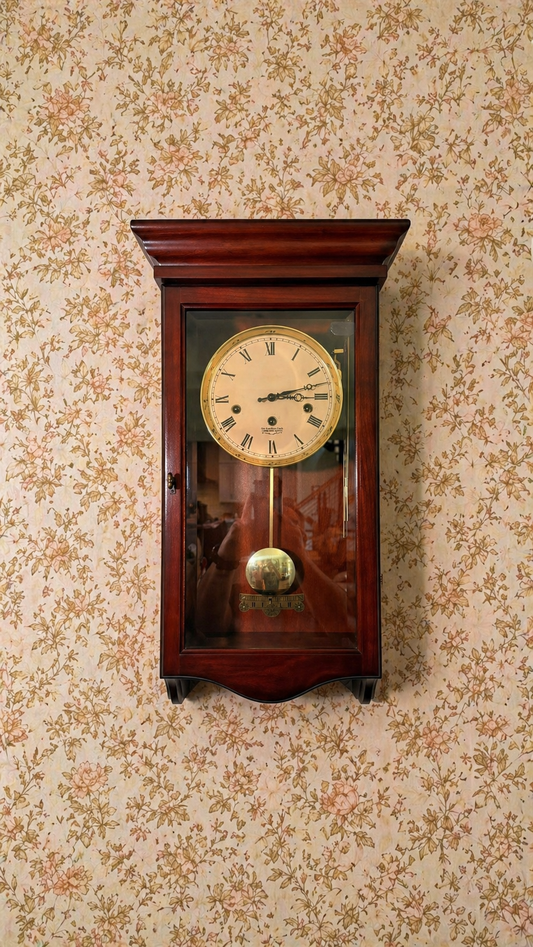 New England Clock Westminster Chime Wall Clock – Mechanical Pendulum Regulator Wood Case