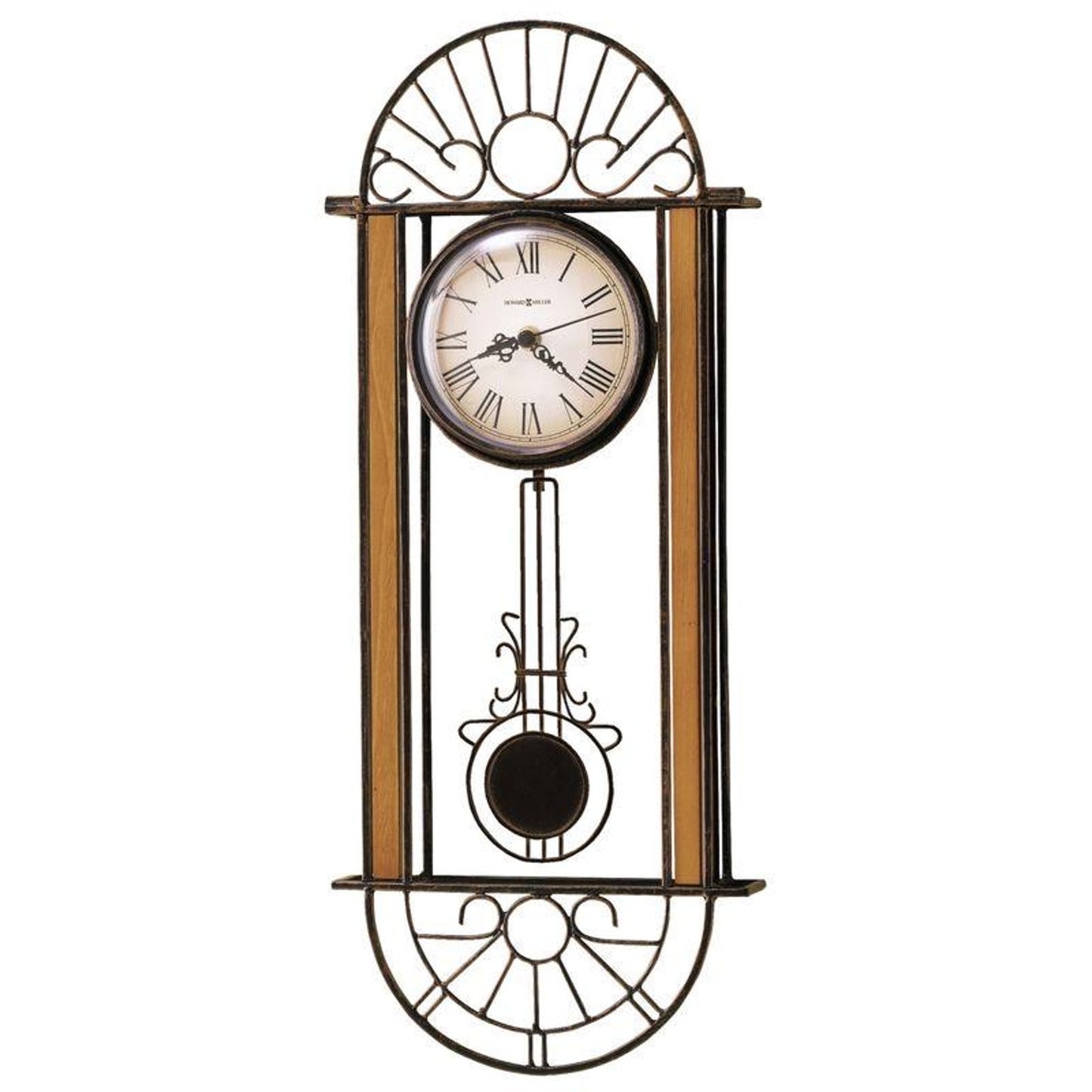 Howard Miller Devahn Wall Clock – Antique Bronze Wrought Iron Pendulum (625-241)