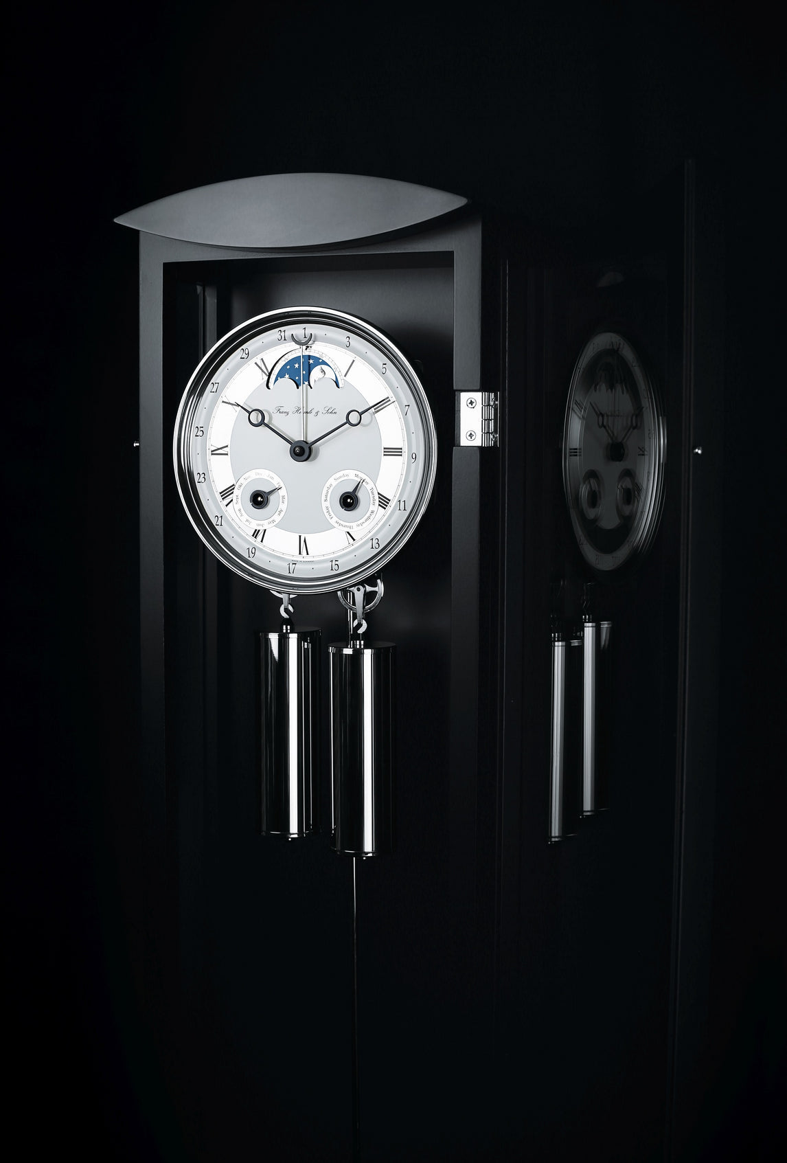 Hermle Mornington 70650-740058 Ebony Regulator Wall Clock – Brand New | Moon Phase